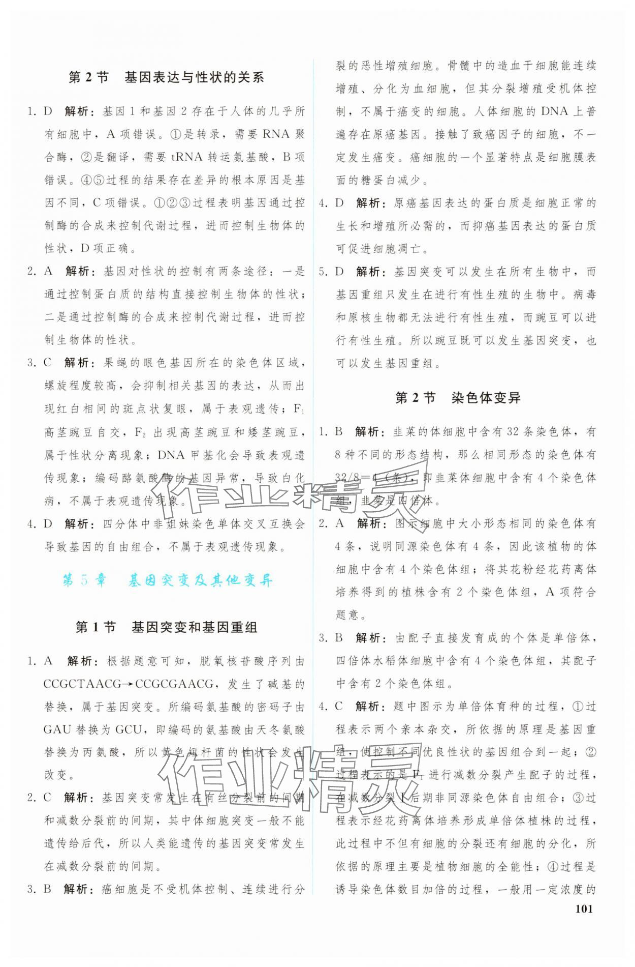 2024年優(yōu)化學(xué)案高中生物必修2人教版 參考答案第6頁