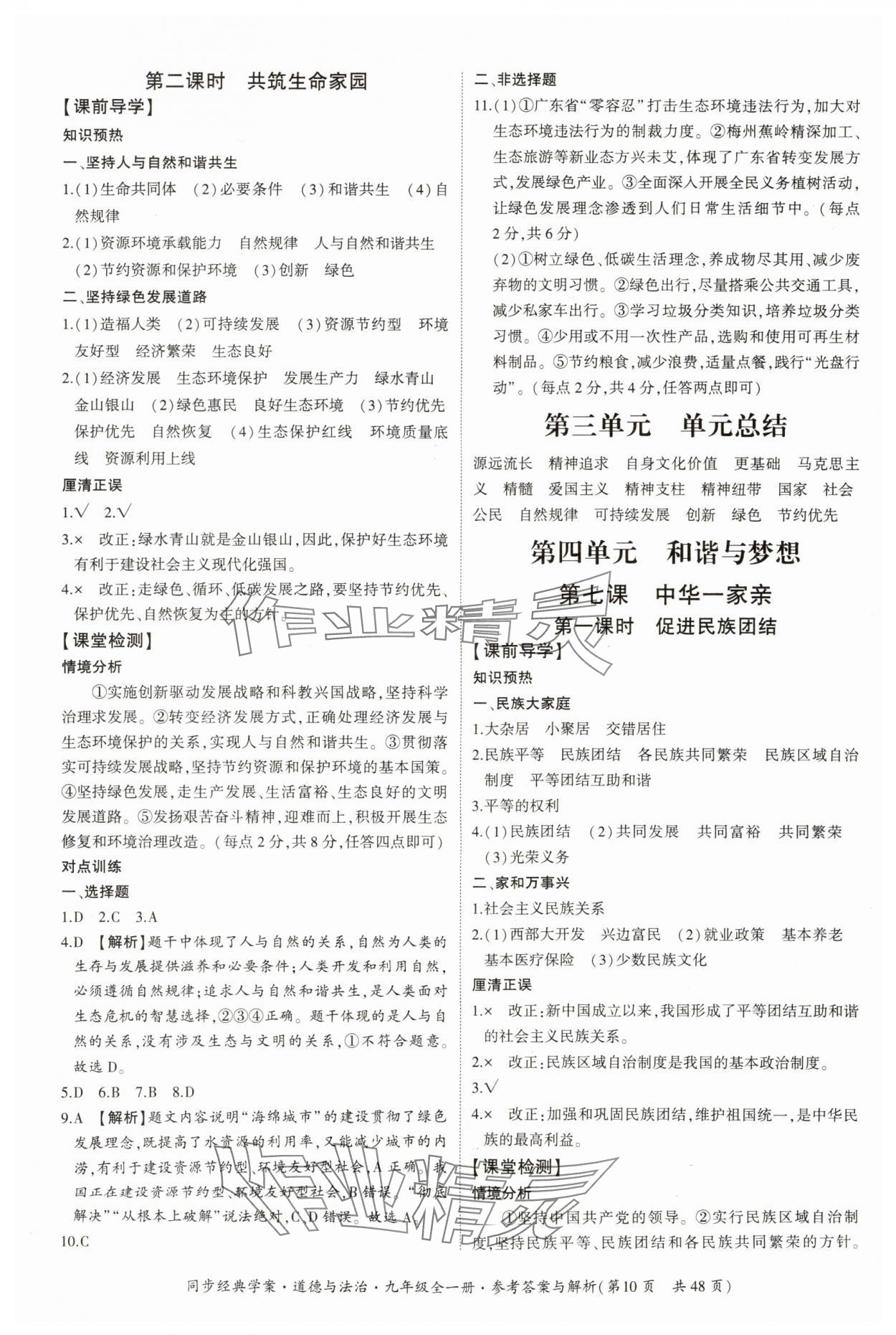 2025年同步經(jīng)典學(xué)案九年級(jí)道德與法治全一冊(cè)人教版 第10頁