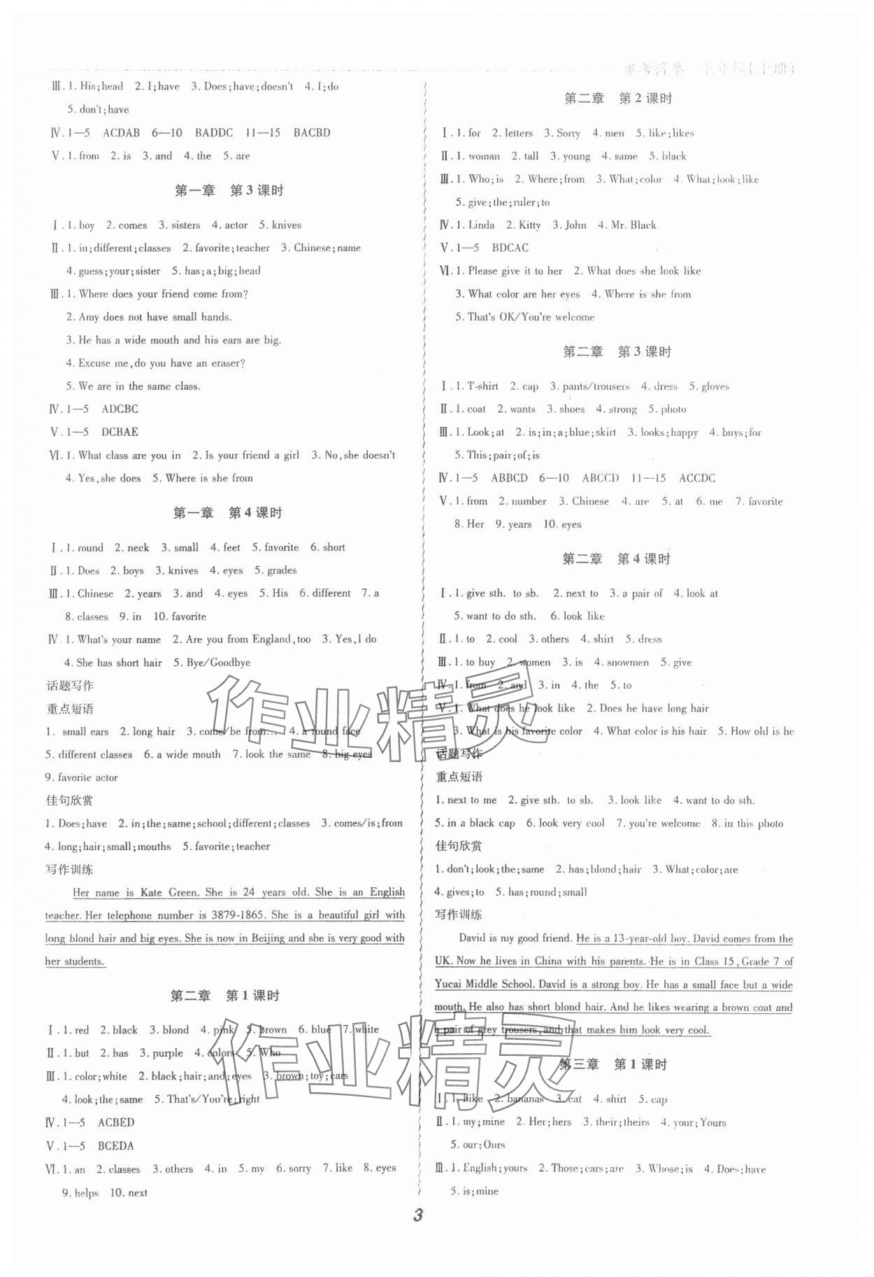 2023年初中同步课时滚动练七年级英语上册人教版 第3页