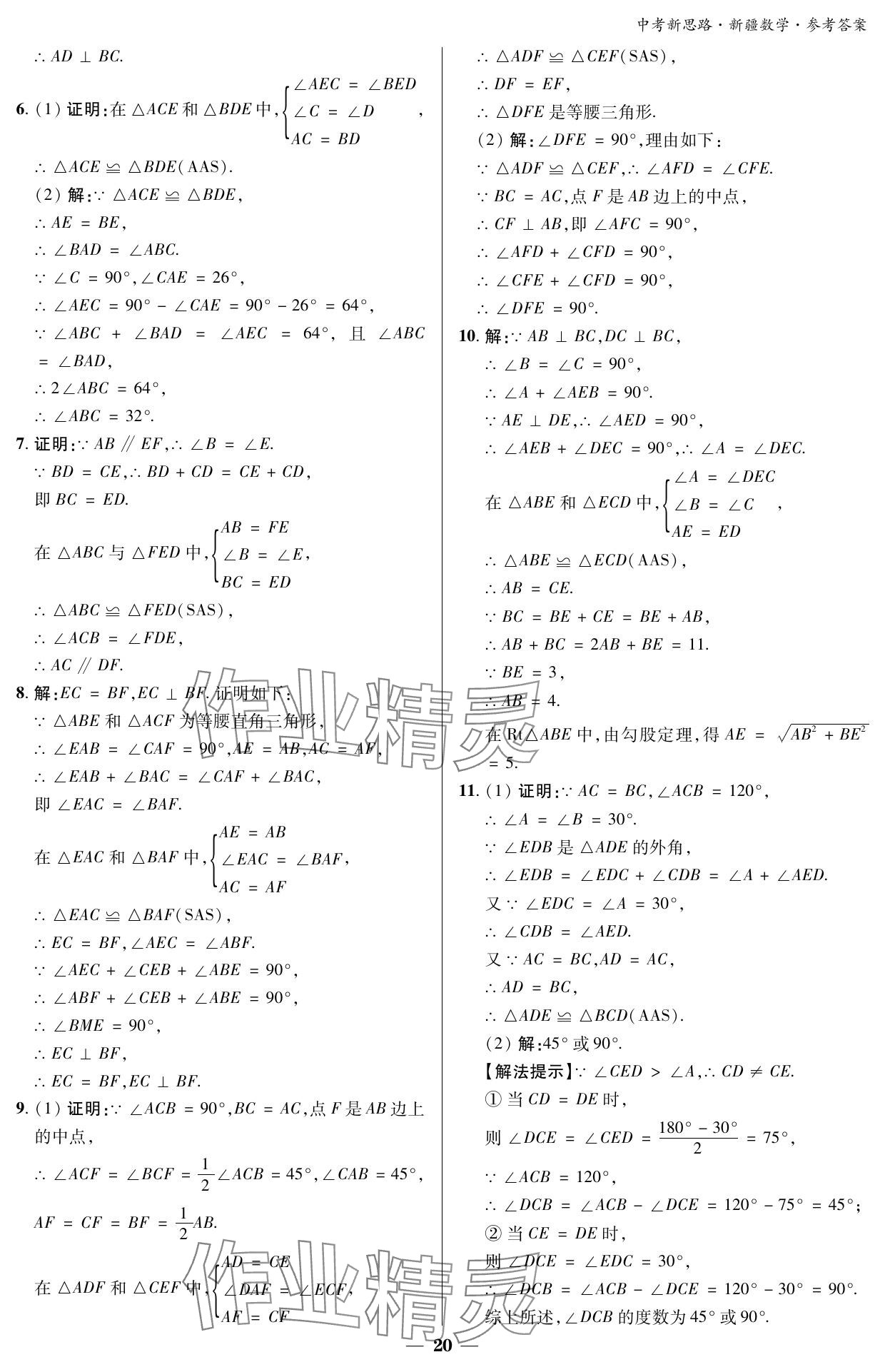 2024年中考新思路數(shù)學(xué)新疆專版 參考答案第20頁