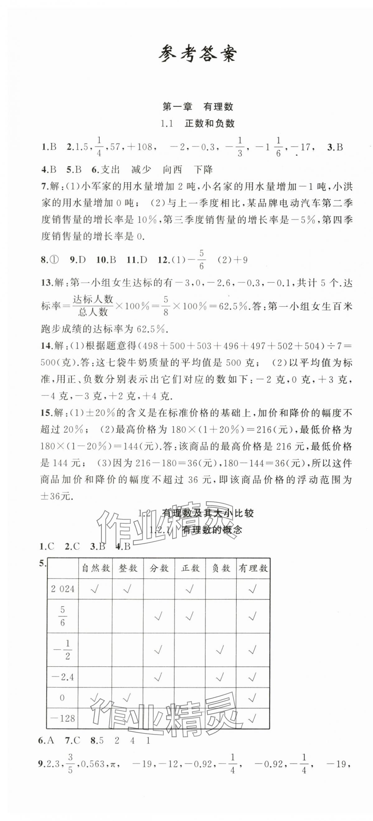 2024年同步作業(yè)本練闖考七年級數(shù)學(xué)上冊人教版安徽專版 第1頁