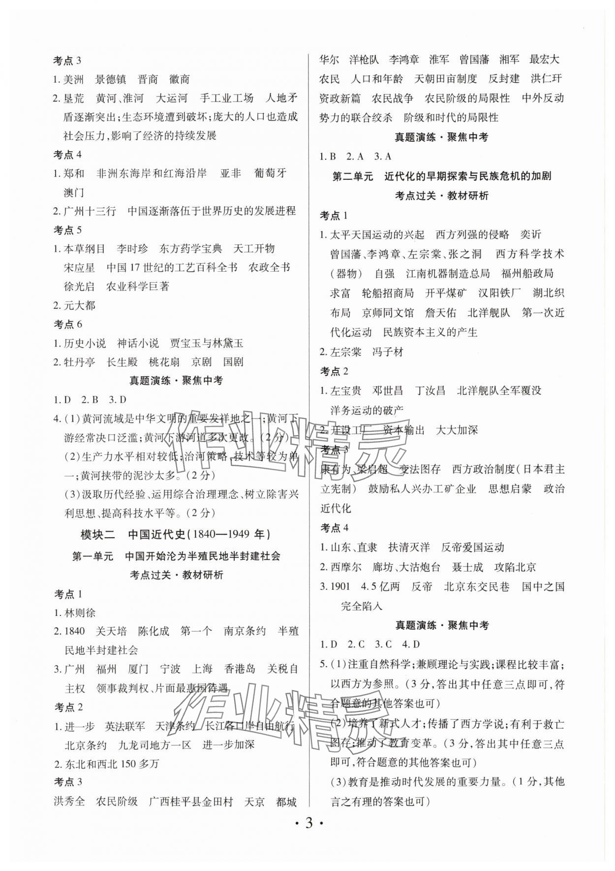 2025年理想中考历史中考河南专版 参考答案第3页