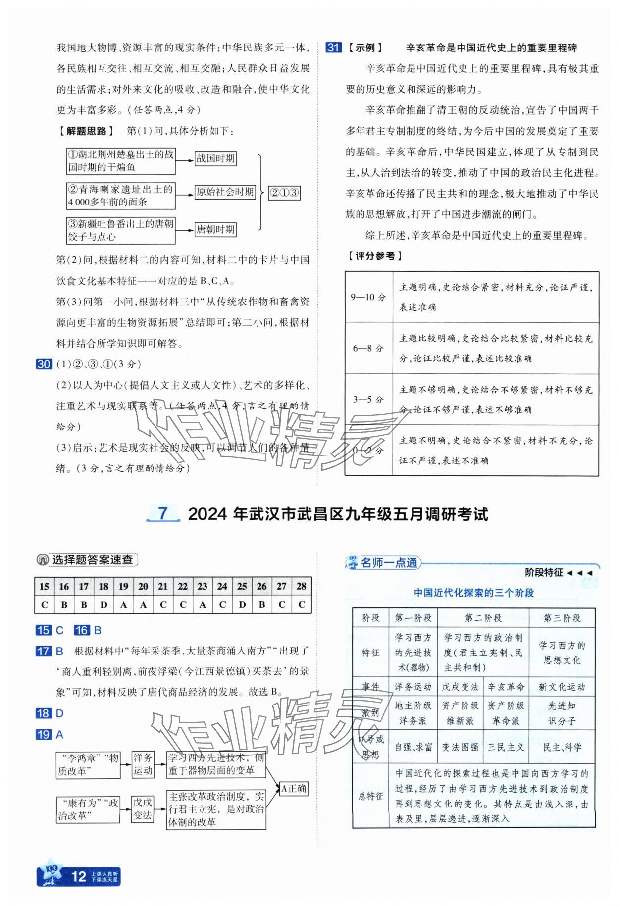 2025年金考卷45套匯編歷史人教版武漢專版 參考答案第12頁(yè)