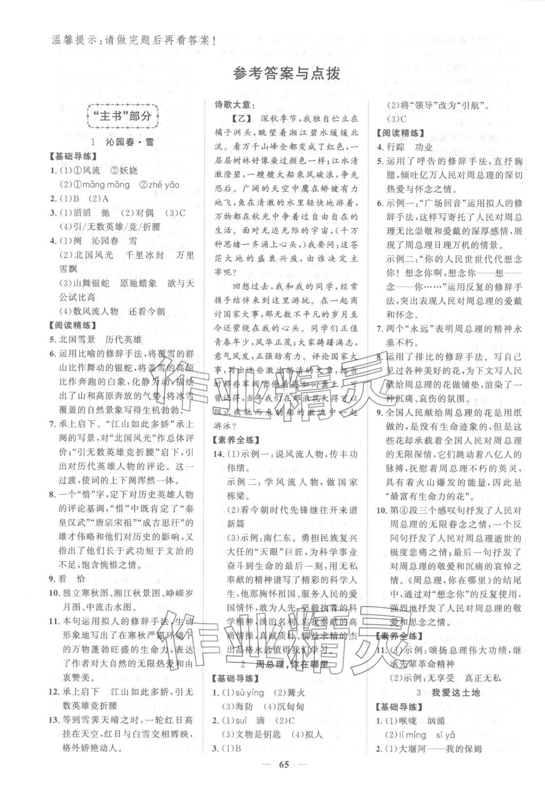 2025年本土教輔名校學(xué)案初中生輔導(dǎo)九年級(jí)語文上冊(cè)人教版 第1頁