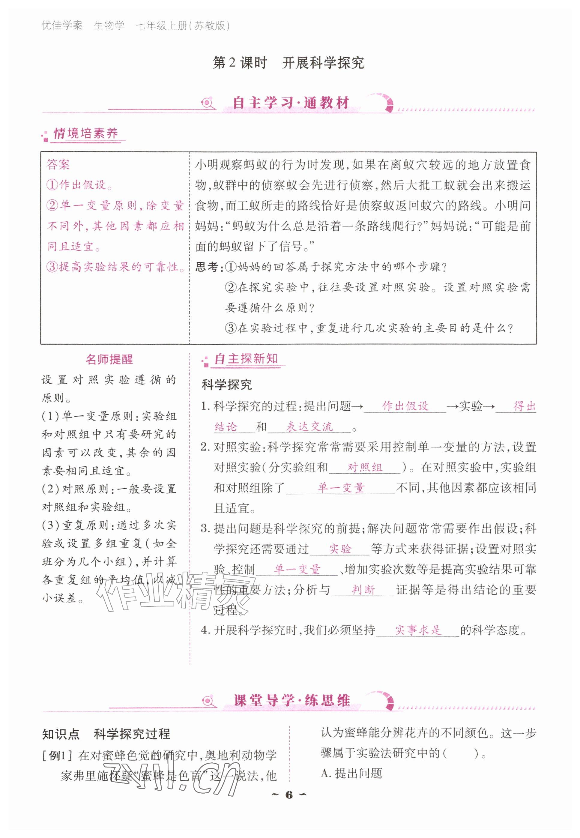 2026年云南省标准教辅优佳学案七年级历史上册人教版&nbsp;参考答案第6页