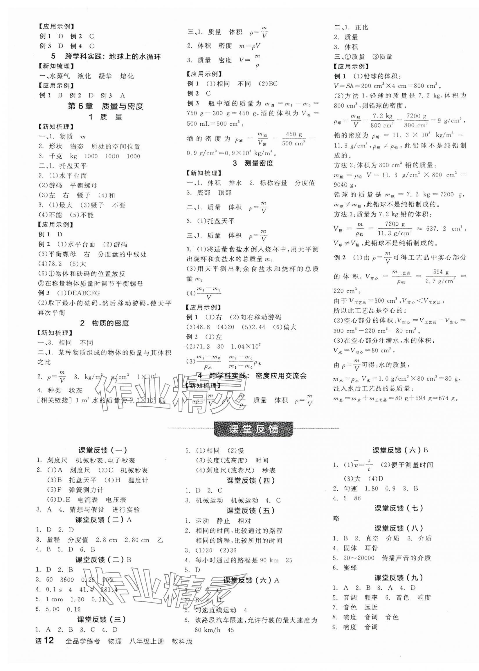 2025年全品學(xué)練考八年級(jí)物理上冊(cè)教科版 第3頁(yè)