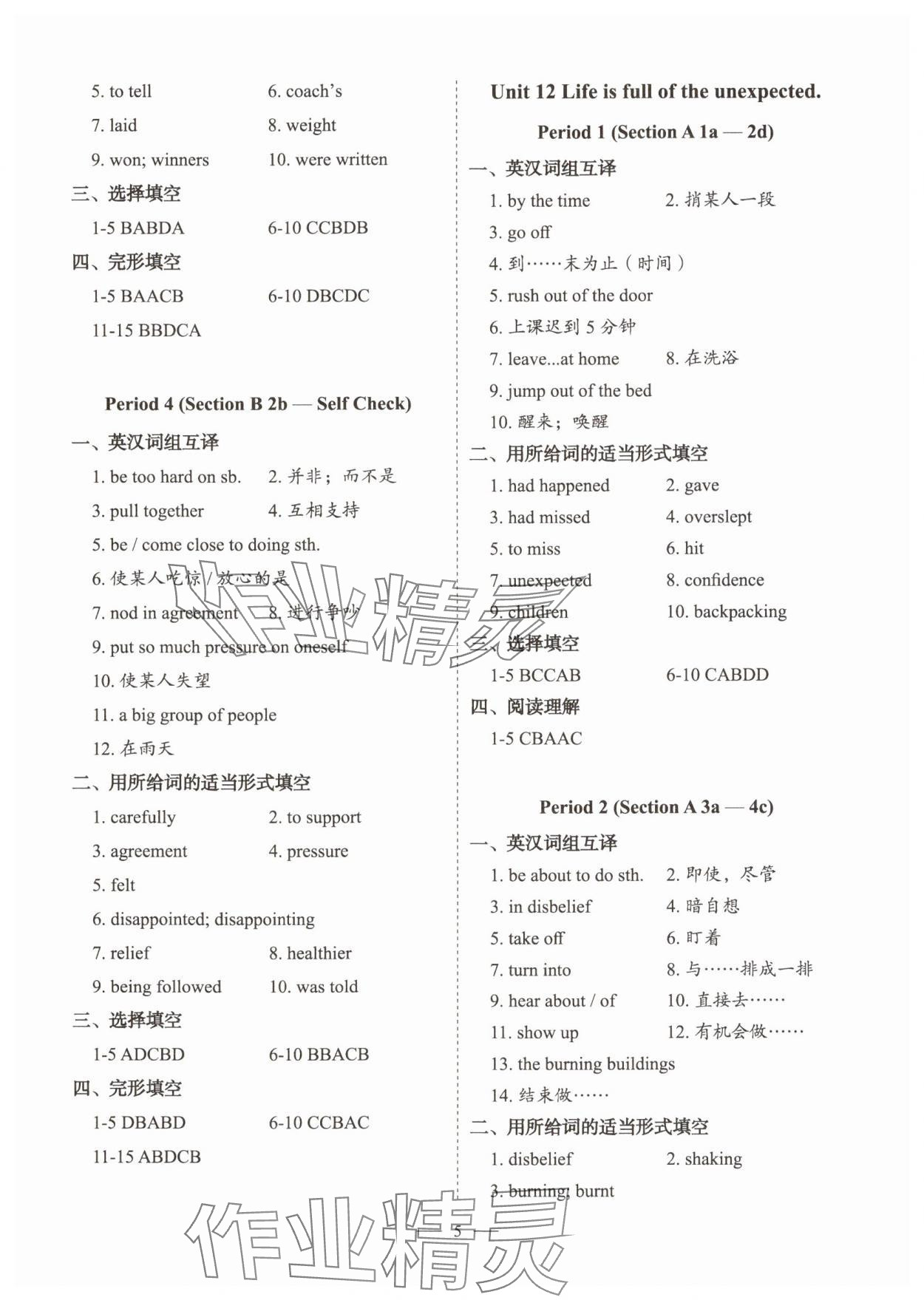 2025年天下中考九年級英語下冊通用版 參考答案第5頁