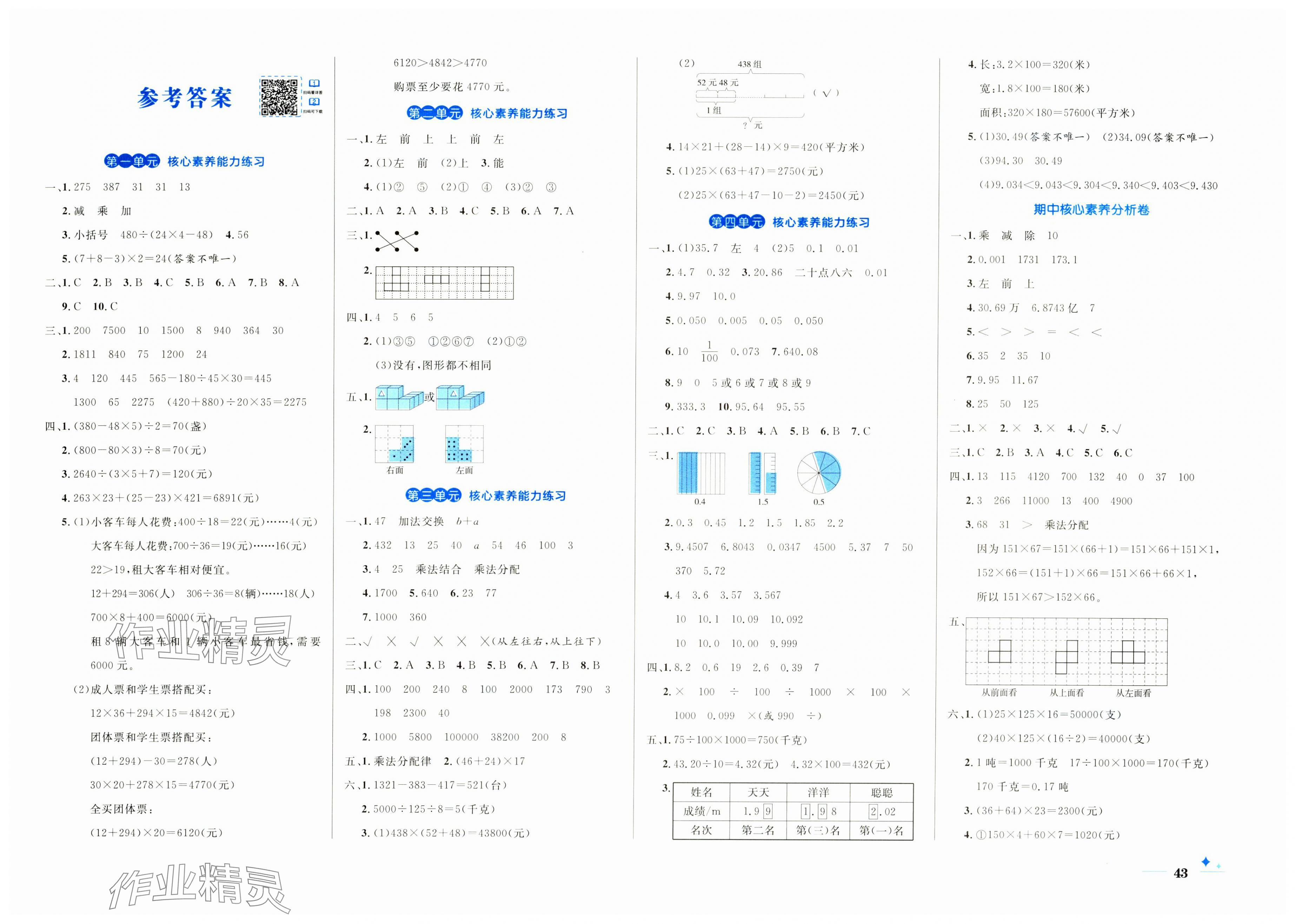 2025年黃岡名卷四年級數(shù)學下冊人教版 第1頁