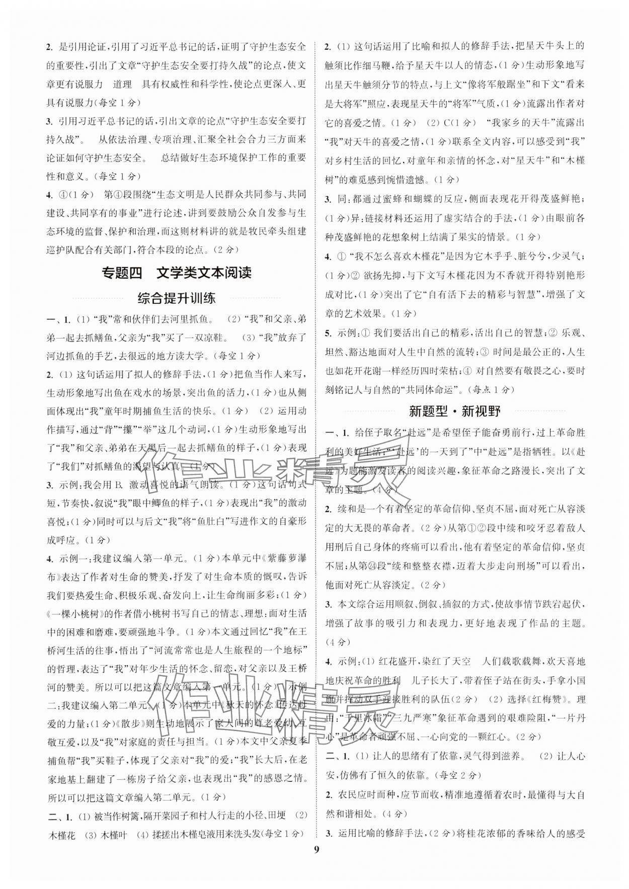 2025年通城1典中考复习方略语文盐城专用 参考答案第8页