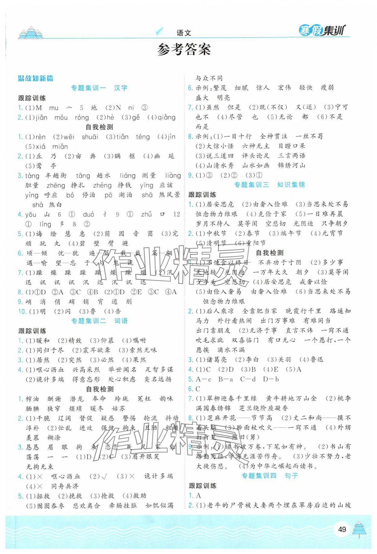 2025年寒假集訓(xùn)五年級(jí)語(yǔ)文人教版合肥工業(yè)大學(xué)出版社 第1頁(yè)