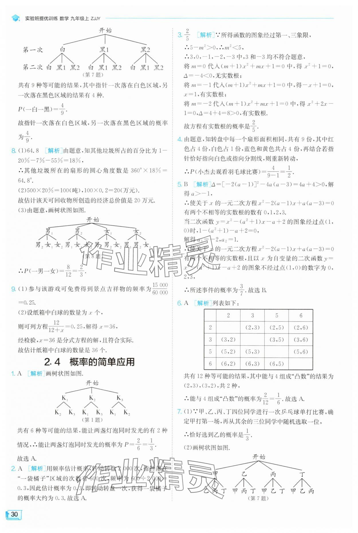 2025年實驗班提優(yōu)訓(xùn)練九年級科學(xué)上冊浙教版 參考答案第30頁