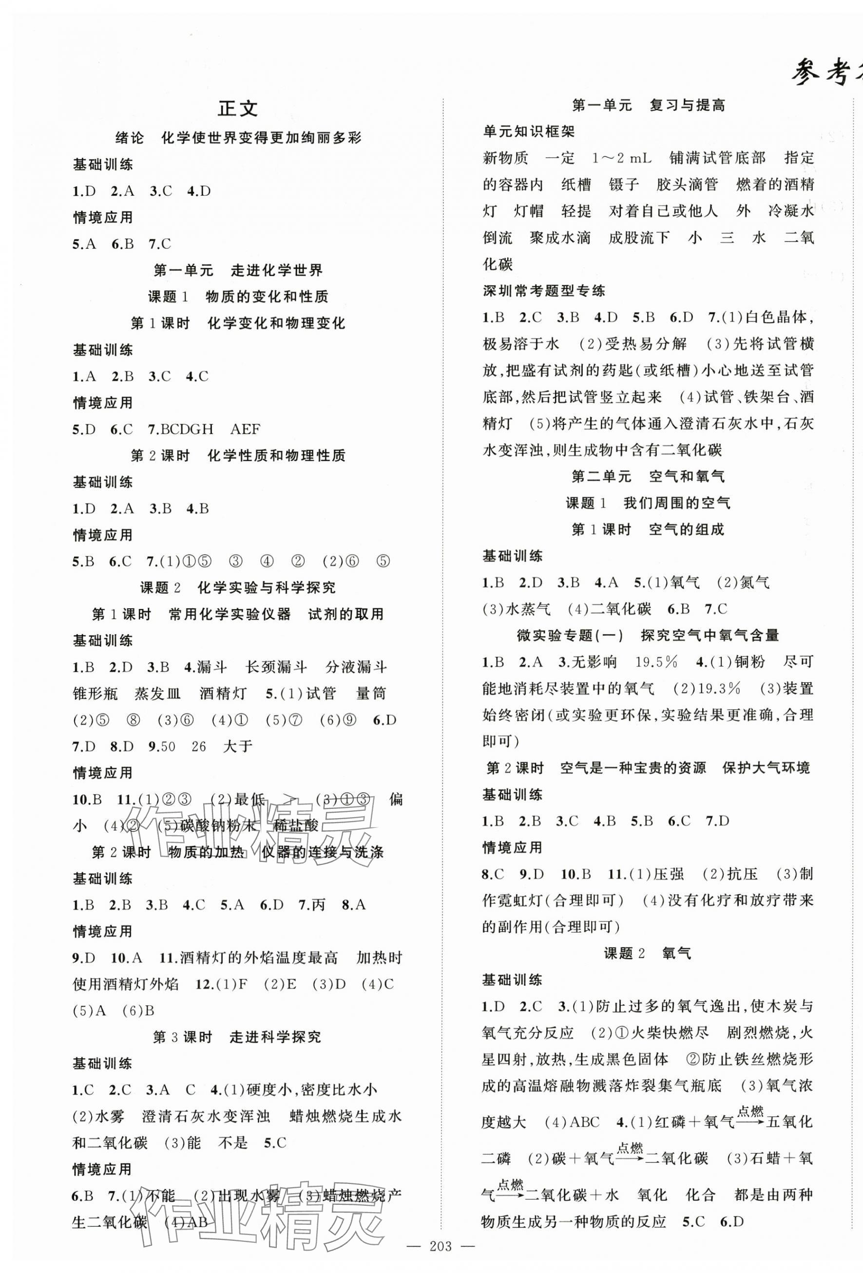 2025年原创新课堂九年级化学全一册人教版深圳专版 第1页