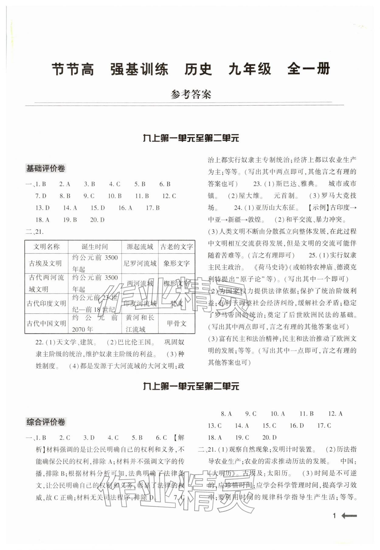 2025年强基训练九年级历史全一册人教版 第1页