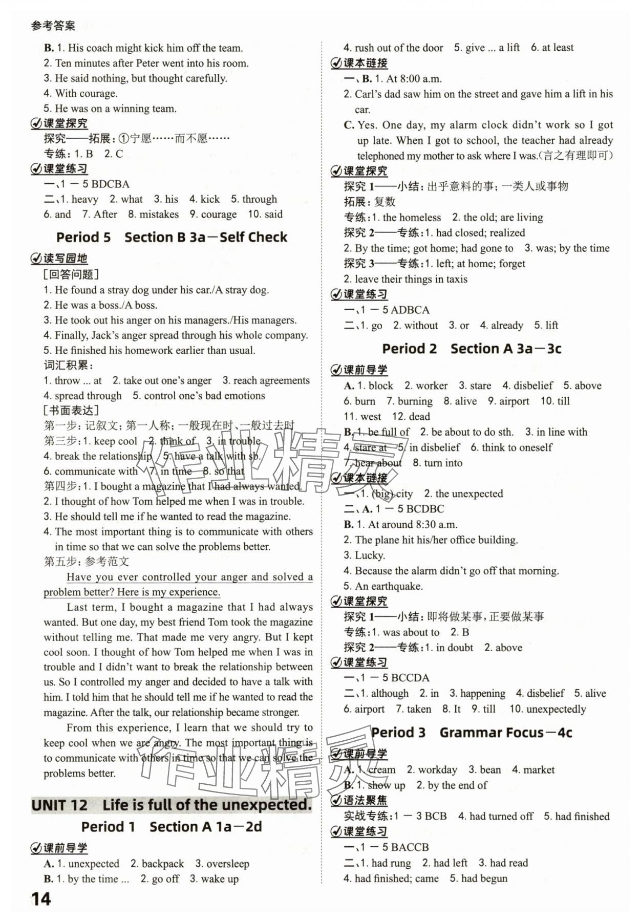 2025年全程突破九年級英語全一冊人教版 參考答案第14頁