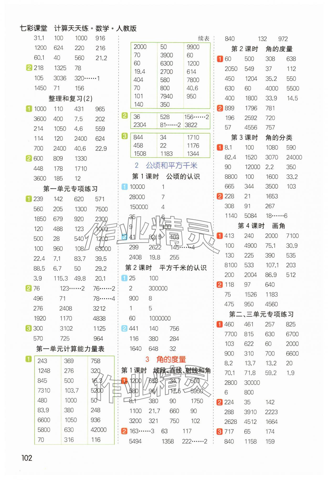 2025年七彩課堂計(jì)算天天練四年級(jí)數(shù)學(xué)上冊(cè)人教版 參考答案第2頁