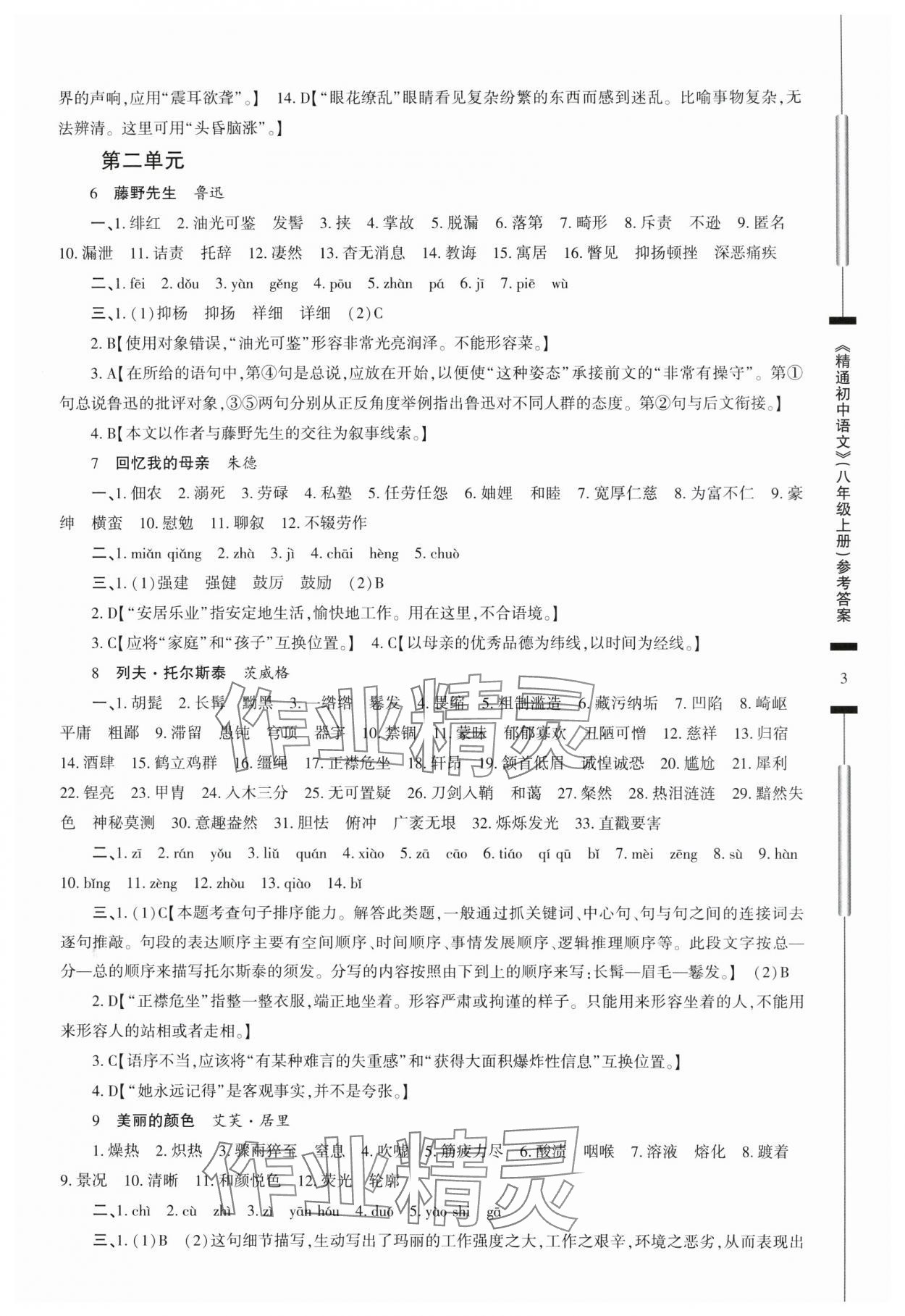 2024年精通初中语文八年级上册人教版 第3页