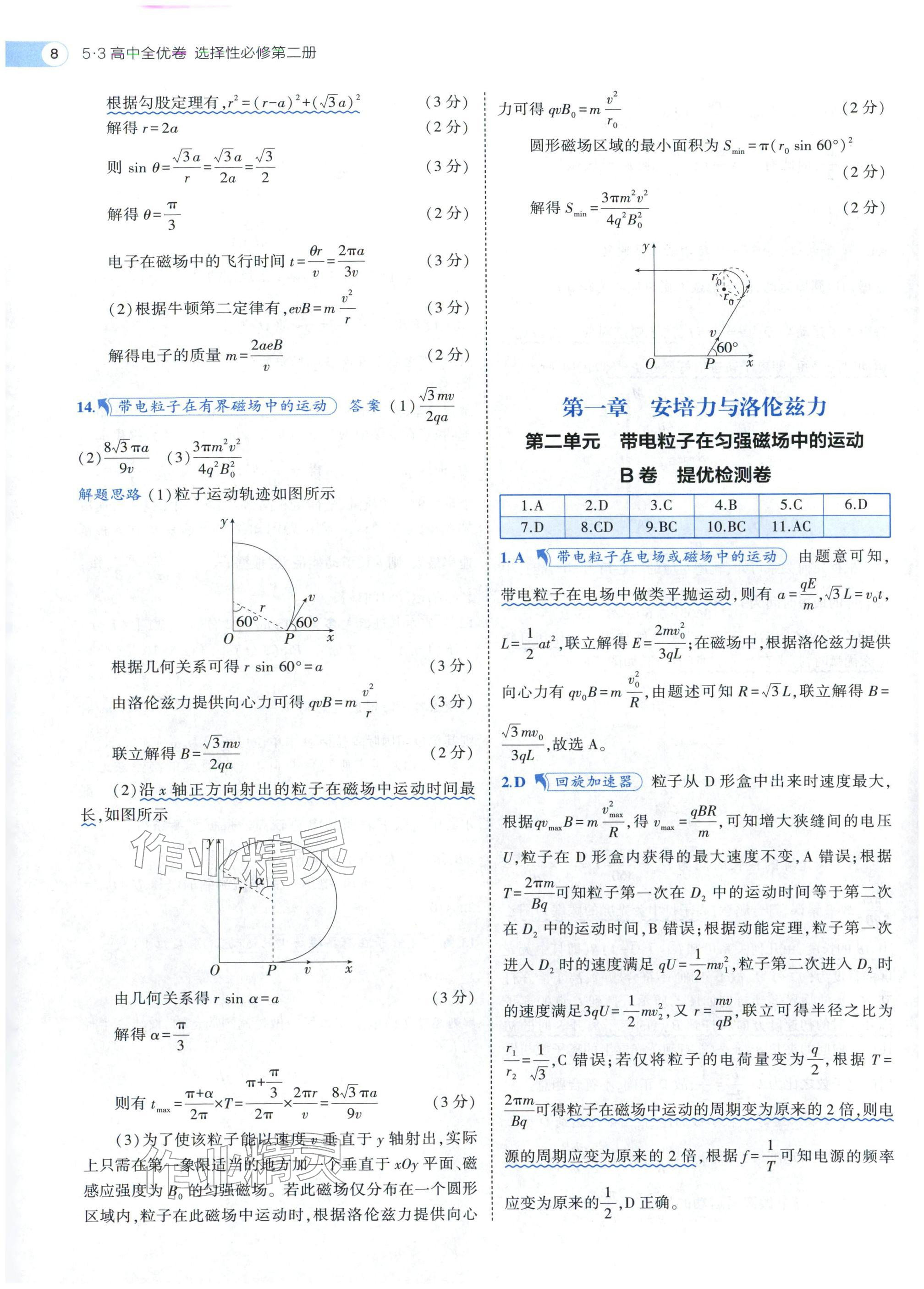 2025年53全优卷高中物理选择性必修第二册人教版 参考答案第8页