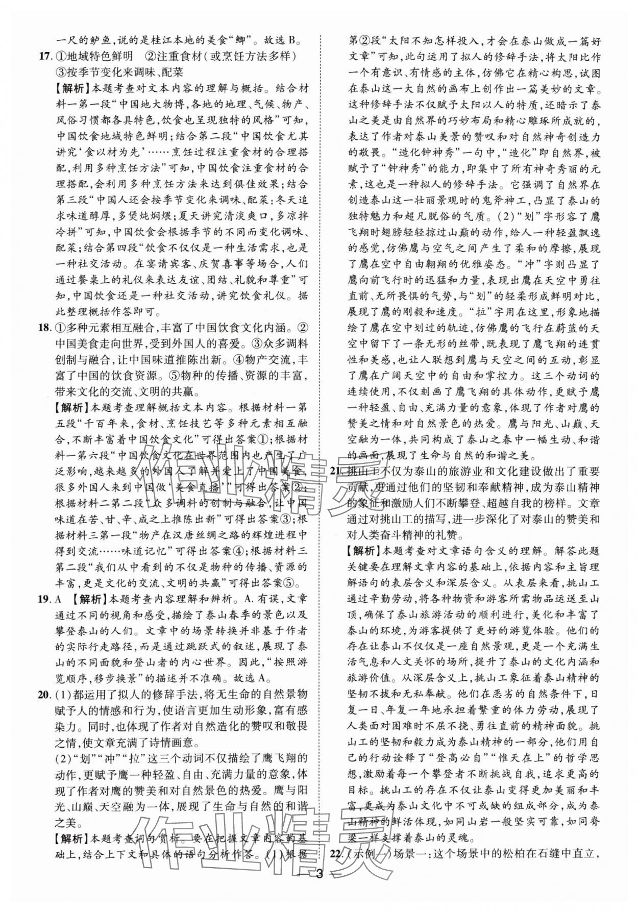 2025年鲁人泰斗中考必备中考试题汇编语文山东专版&nbsp;参考答案第3页