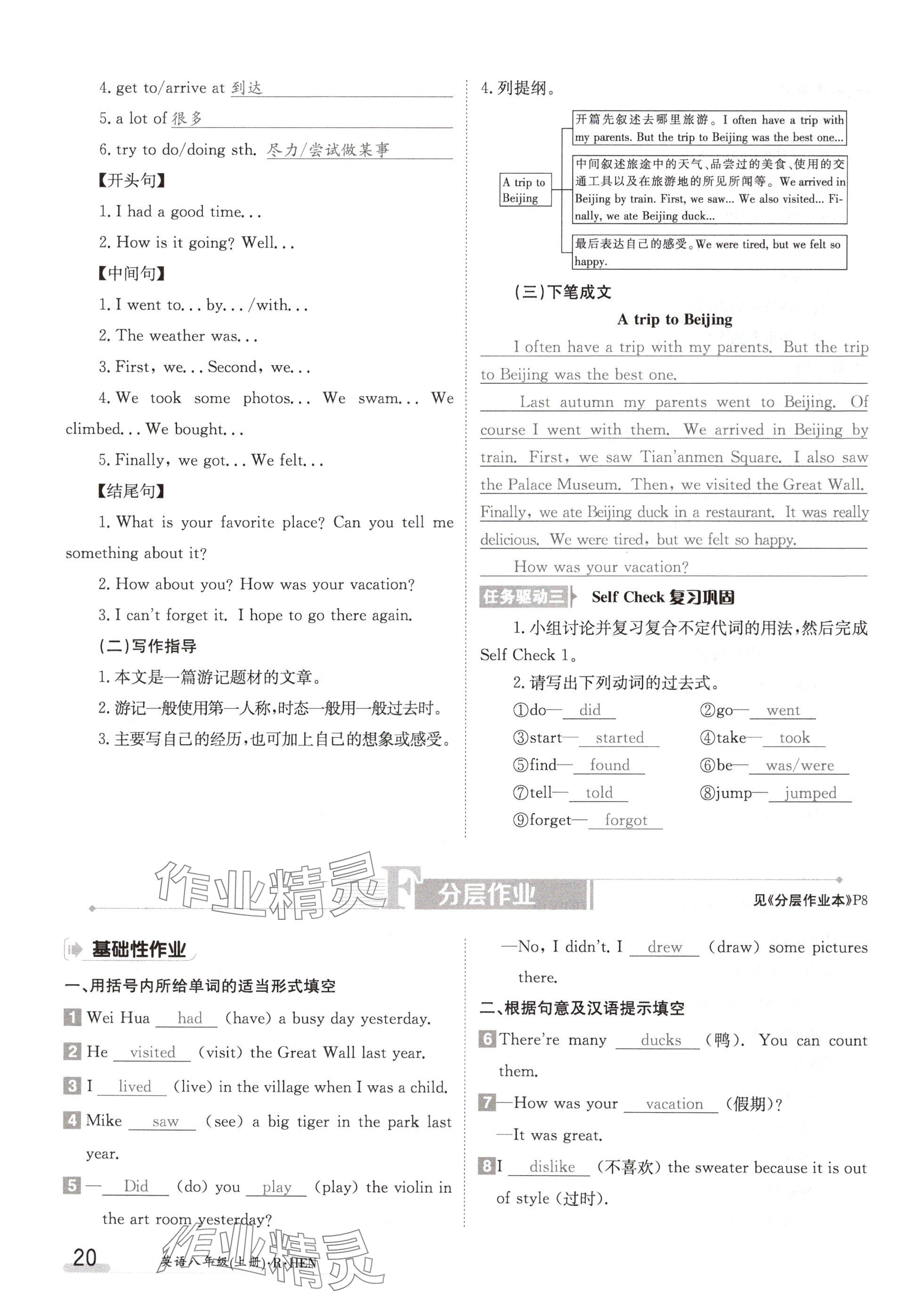 2024年金太陽導(dǎo)學(xué)案八年級英語上冊人教版 參考答案第20頁