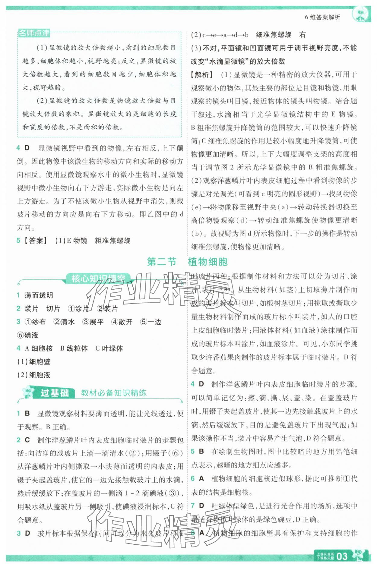 2025年一遍过七年级生物上册人教版 参考答案第3页