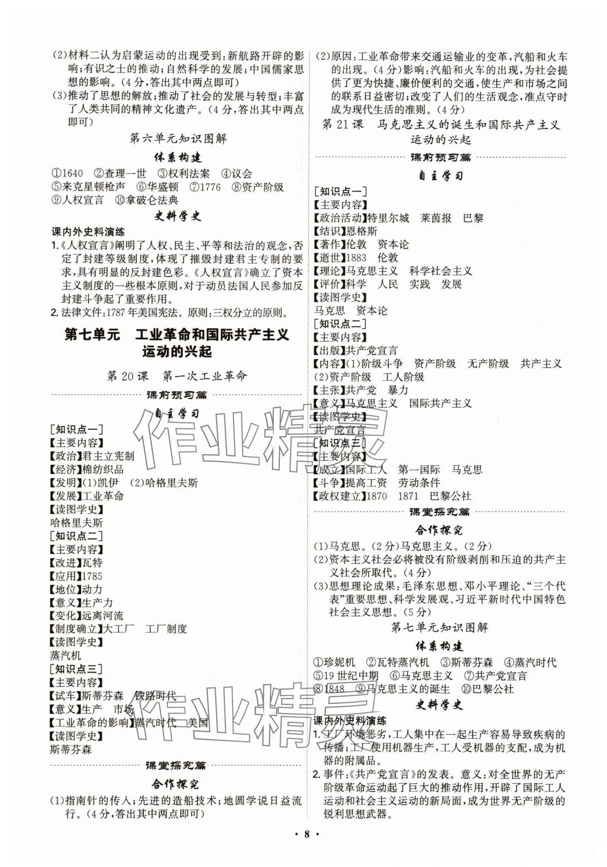 2025年精准同步九年级历史全一册人教版广州专版&nbsp;第8页