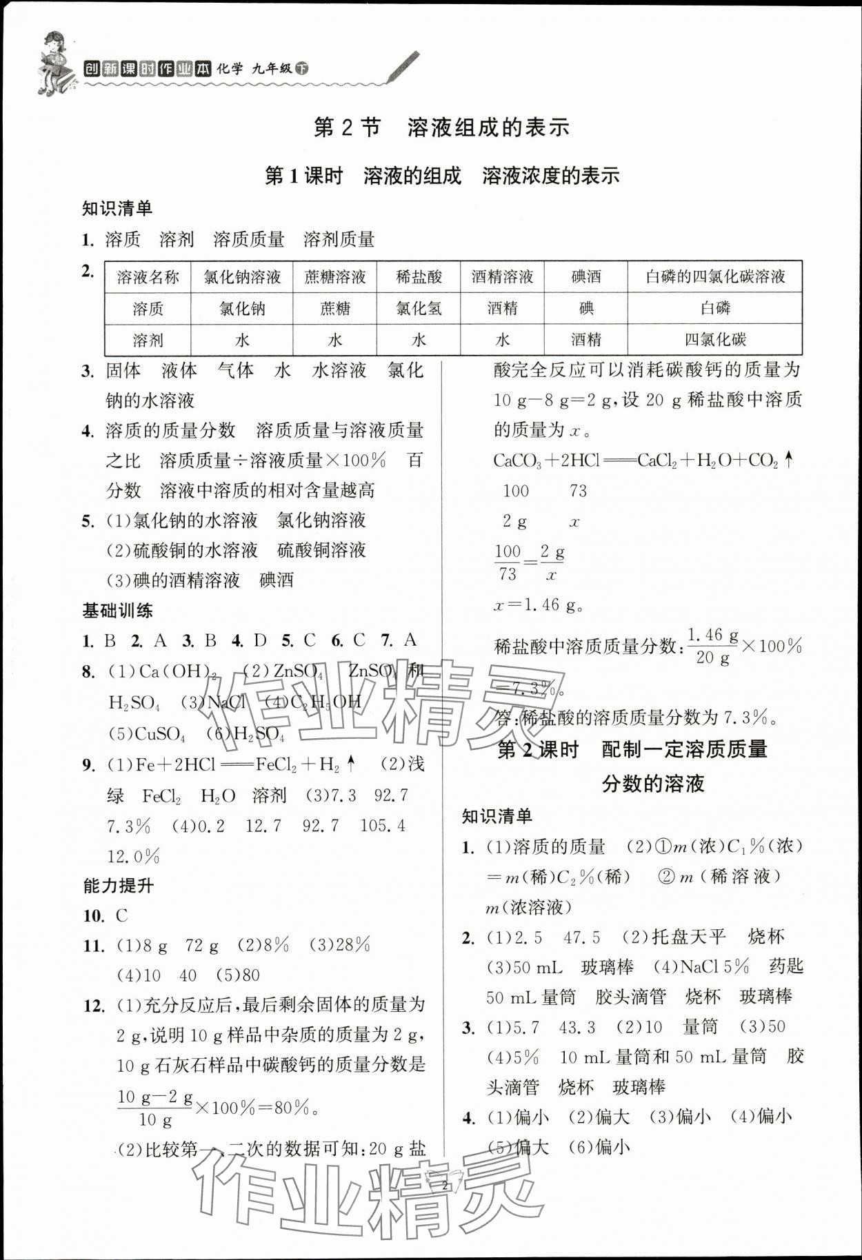 2024年創(chuàng)新課時(shí)作業(yè)本江蘇人民出版社九年級(jí)化學(xué)下冊(cè)滬教版 第2頁