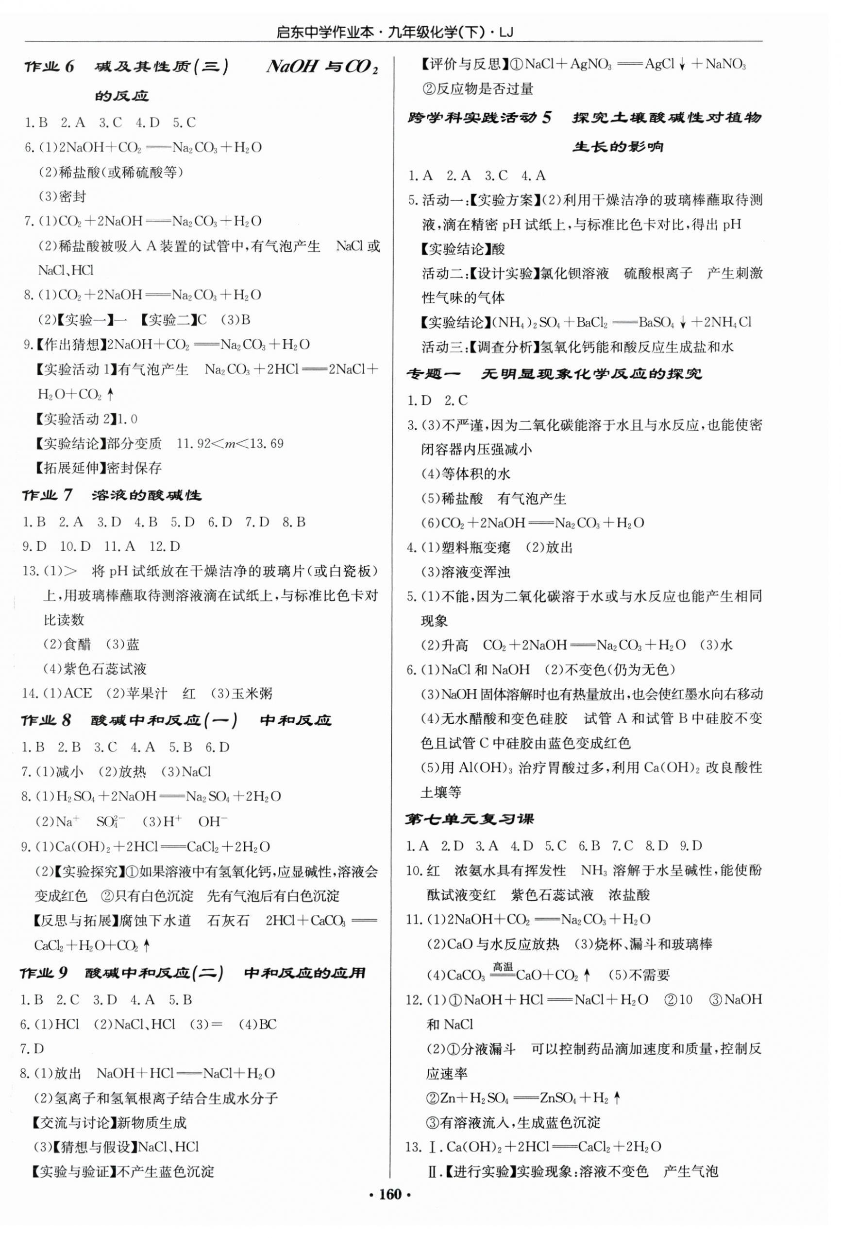 2026年启东中学作业本九年级化学下册鲁教版宿迁专版 第2页