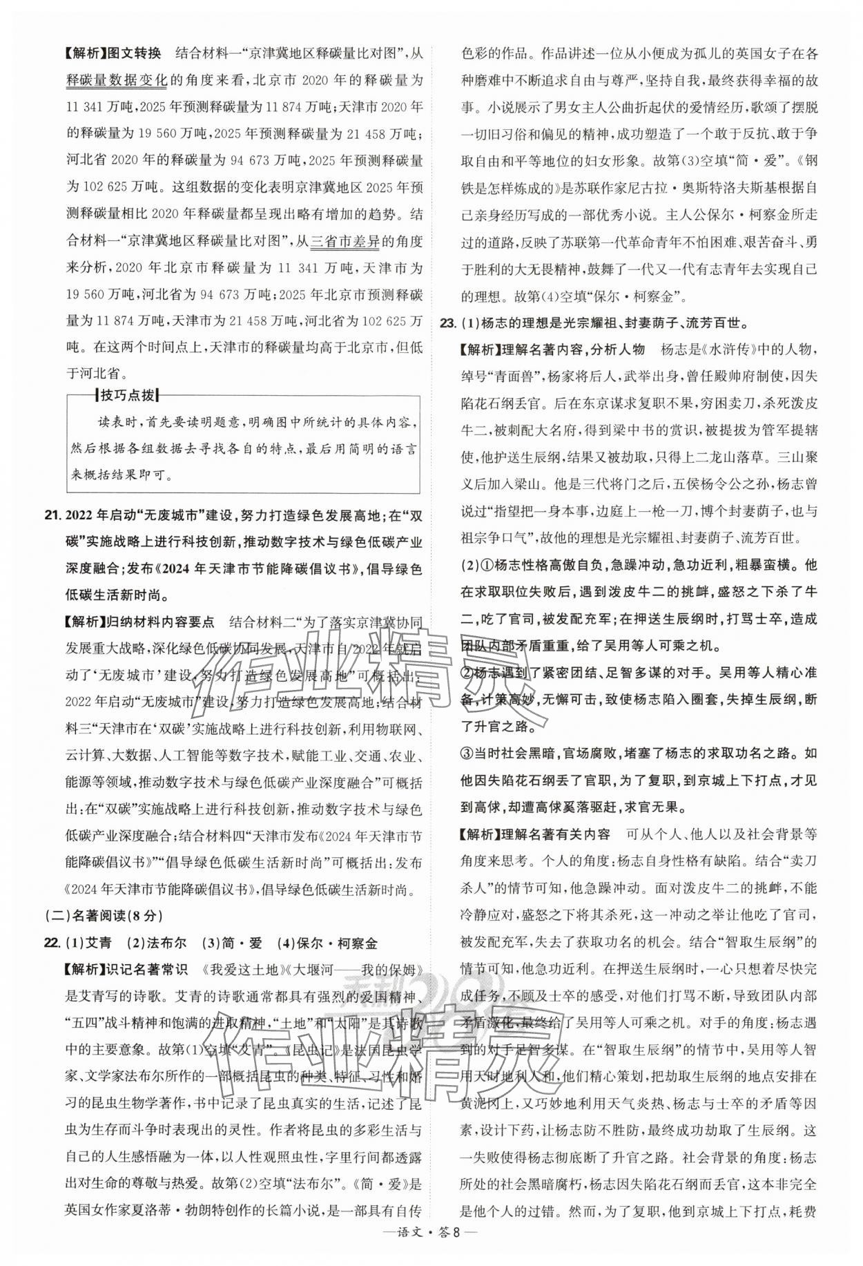 2025年天利38套新課標(biāo)全國中考試題精選語文 參考答案第8頁