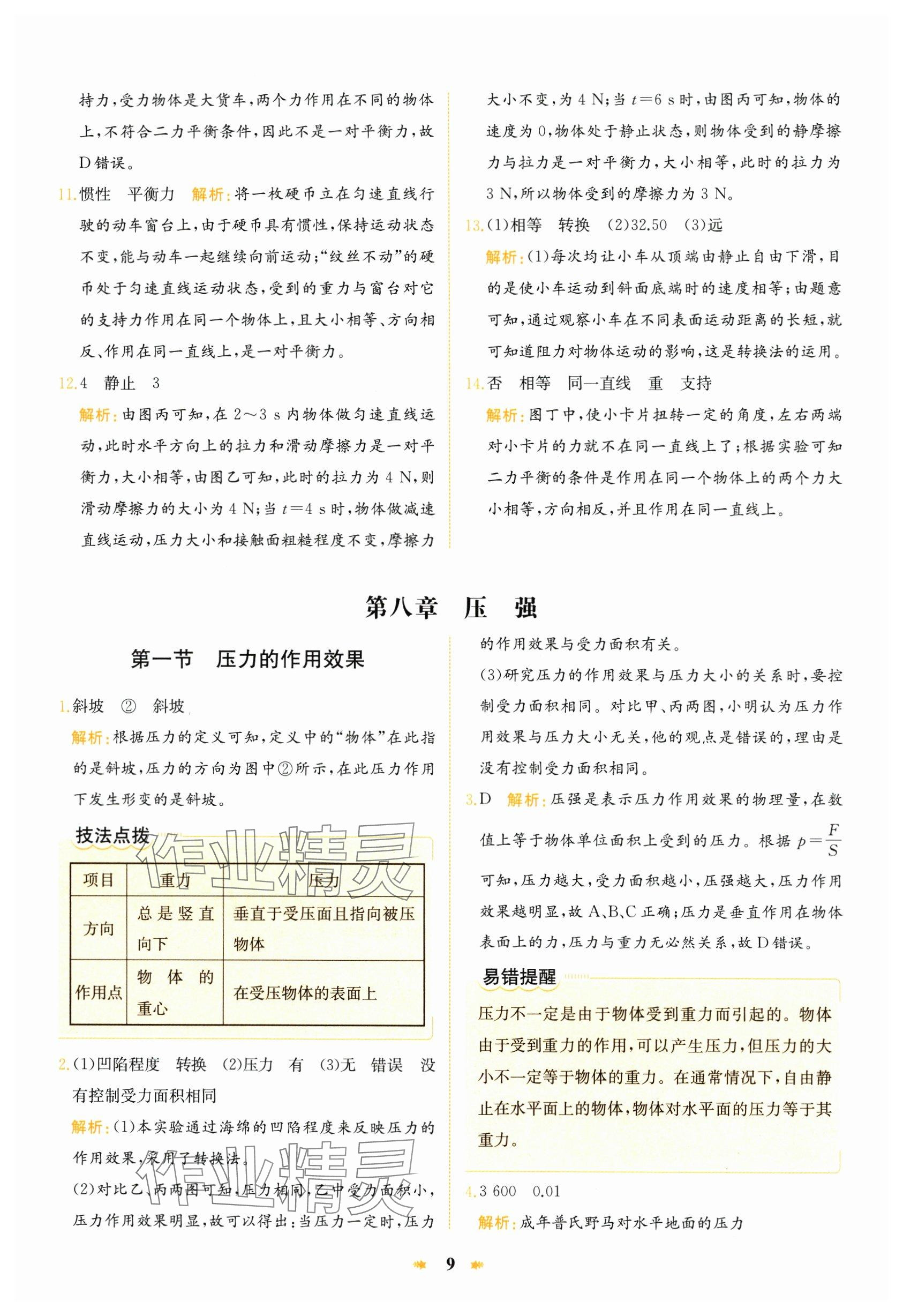 2024年智學(xué)酷提優(yōu)精練八年級(jí)物理下冊(cè)滬科版 參考答案第9頁(yè)