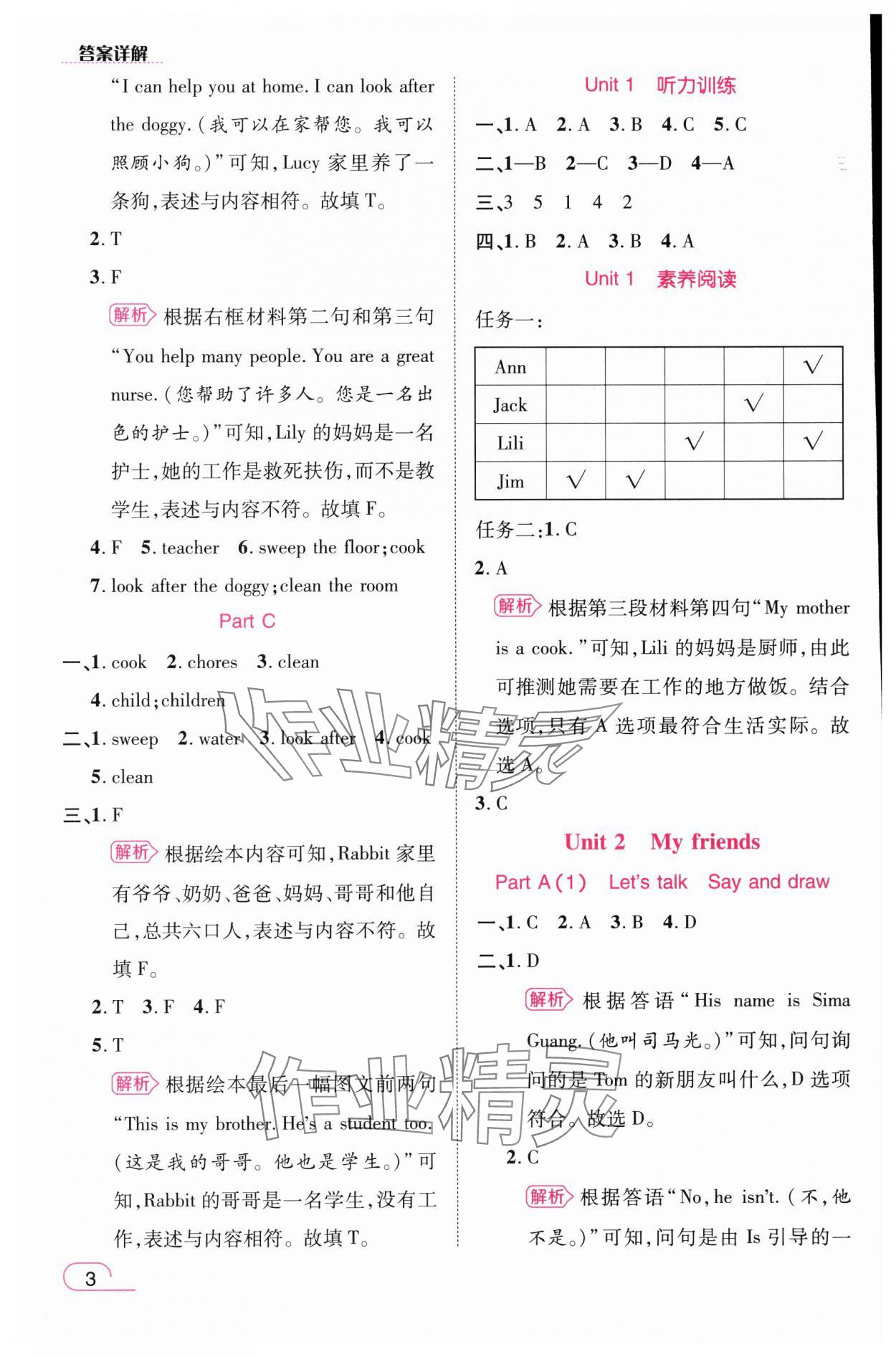 2025年名师测控四年级英语上册人教版浙江专版 参考答案第3页