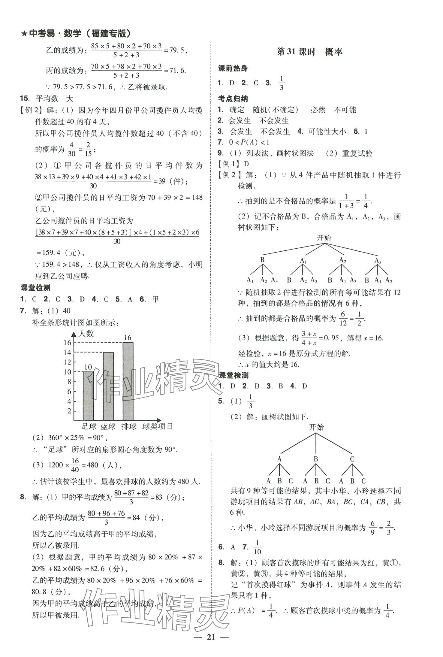 2024年中考易數(shù)學(xué)中考福建專版 參考答案第21頁