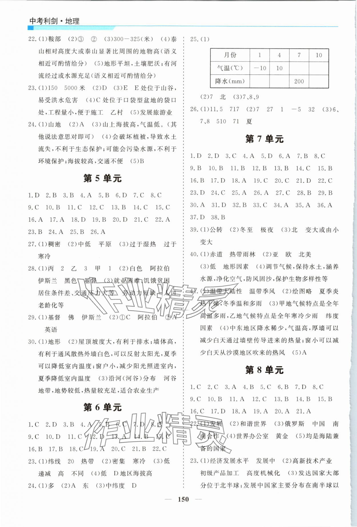 2024年中考利劍全程復習方案地理湘教版 參考答案第2頁