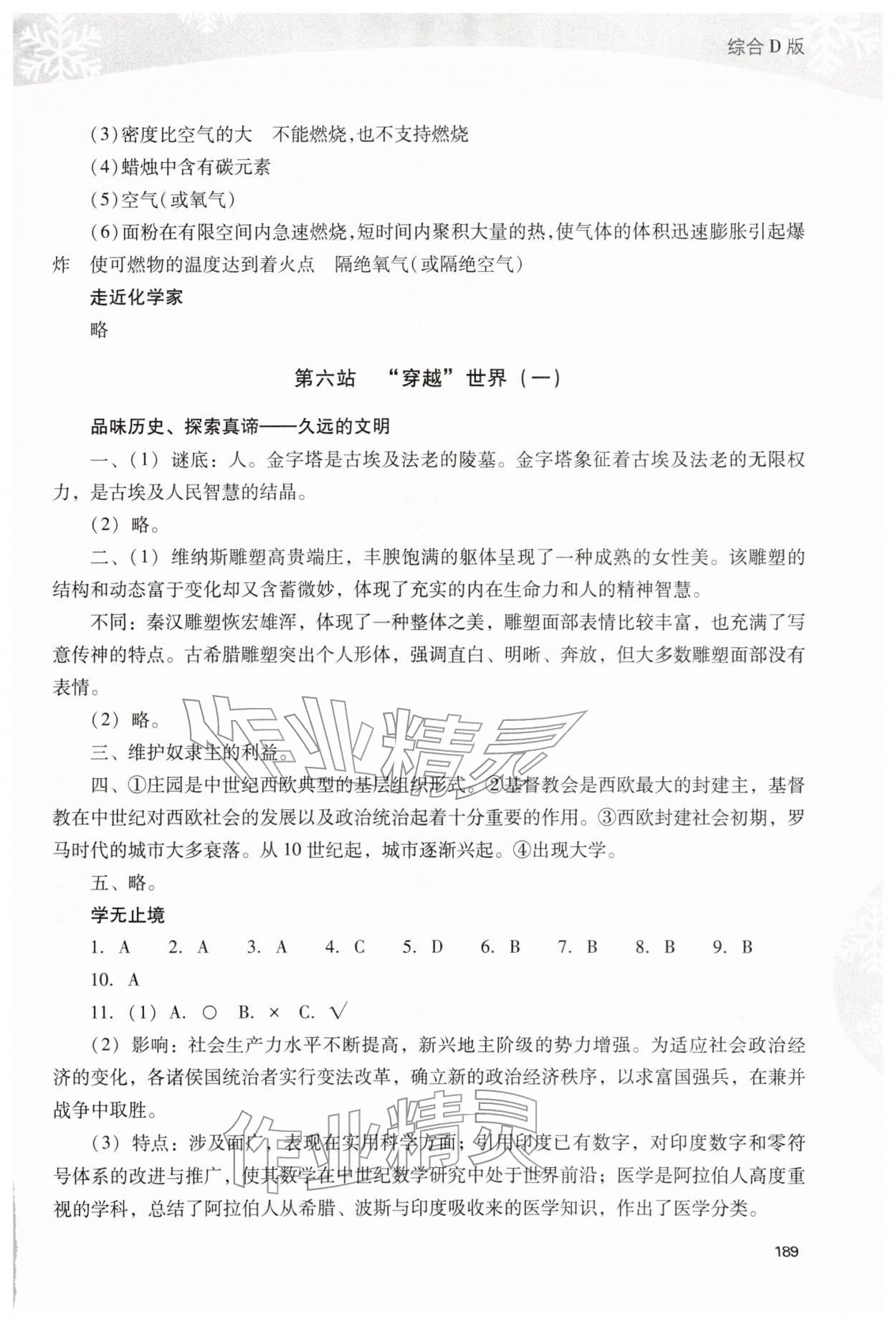 2026年新课程寒假作业本九年级综合D&nbsp;参考答案第6页