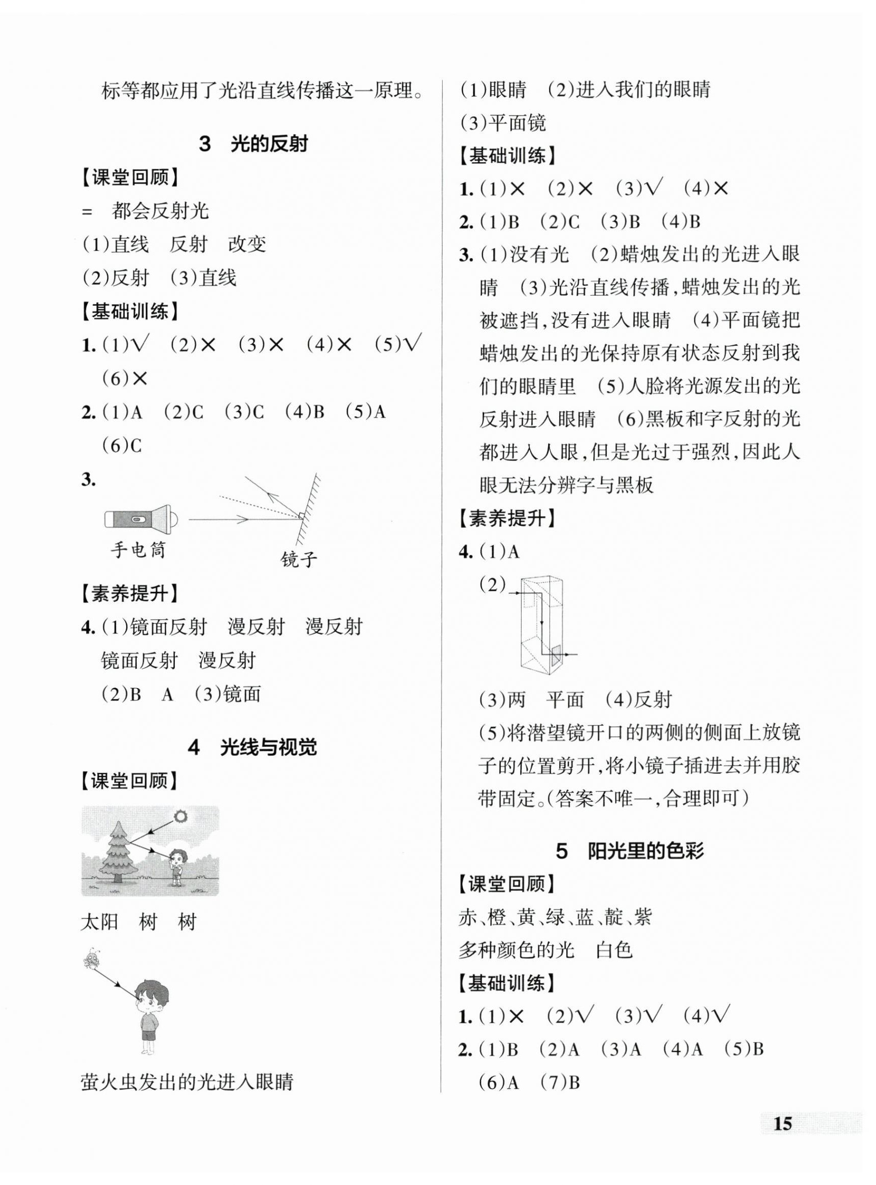 2025年小学学霸作业本五年级科学下册大象版 参考答案第2页