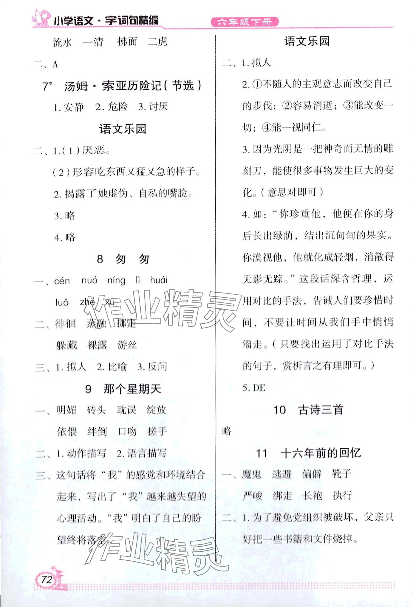 2024年小学语文字词句精编六年级下册人教版 第2页