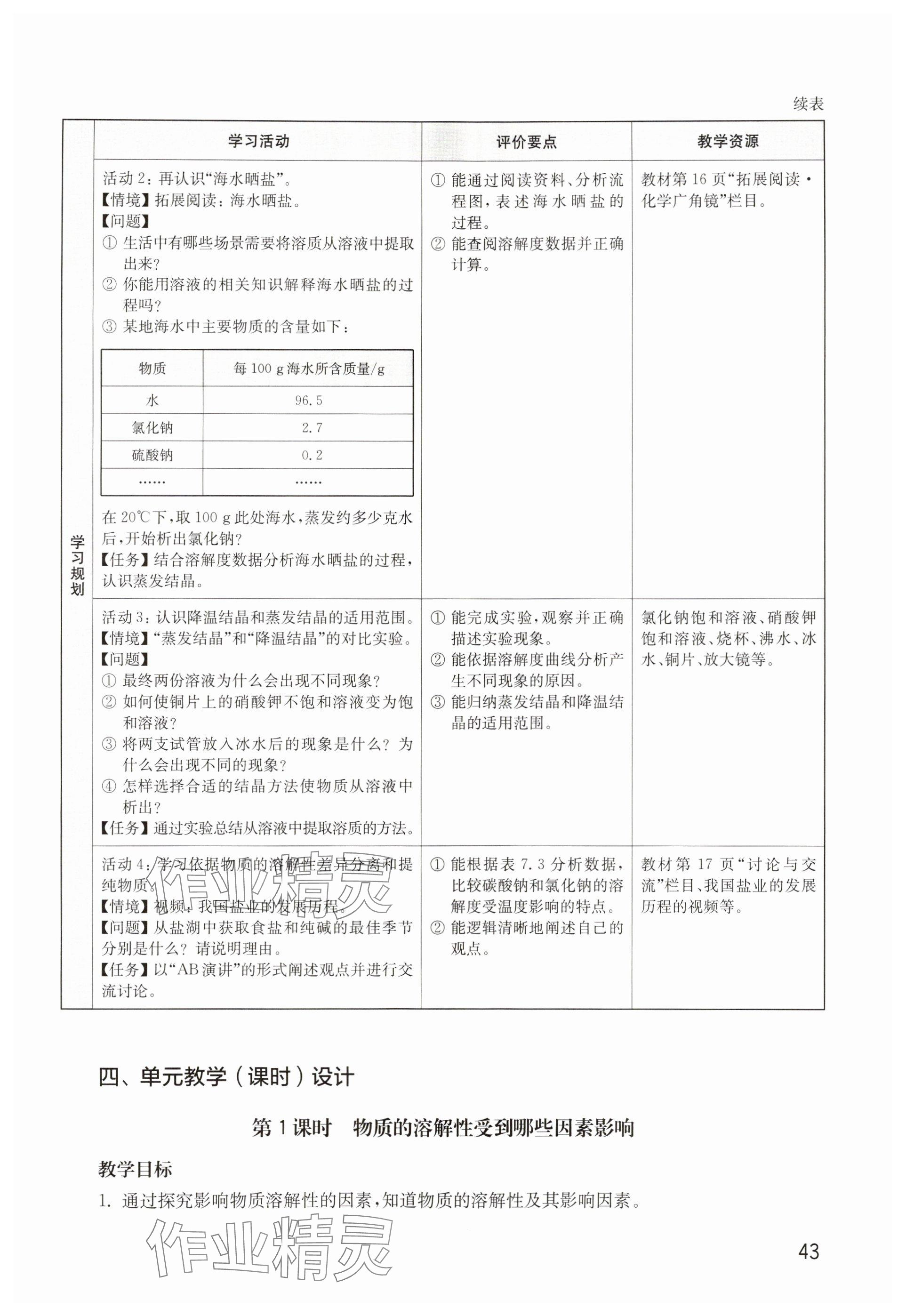 2025年教材课本九年级化学全一册沪教版五四制&nbsp;参考答案第43页