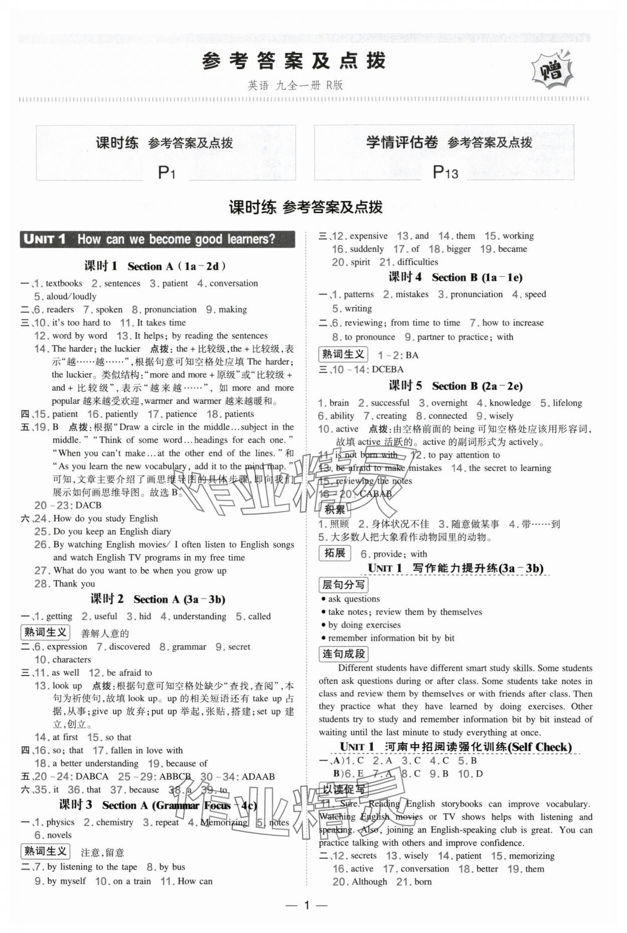 2025年点拨训练九年级英语全一册人教版河南专版 第1页