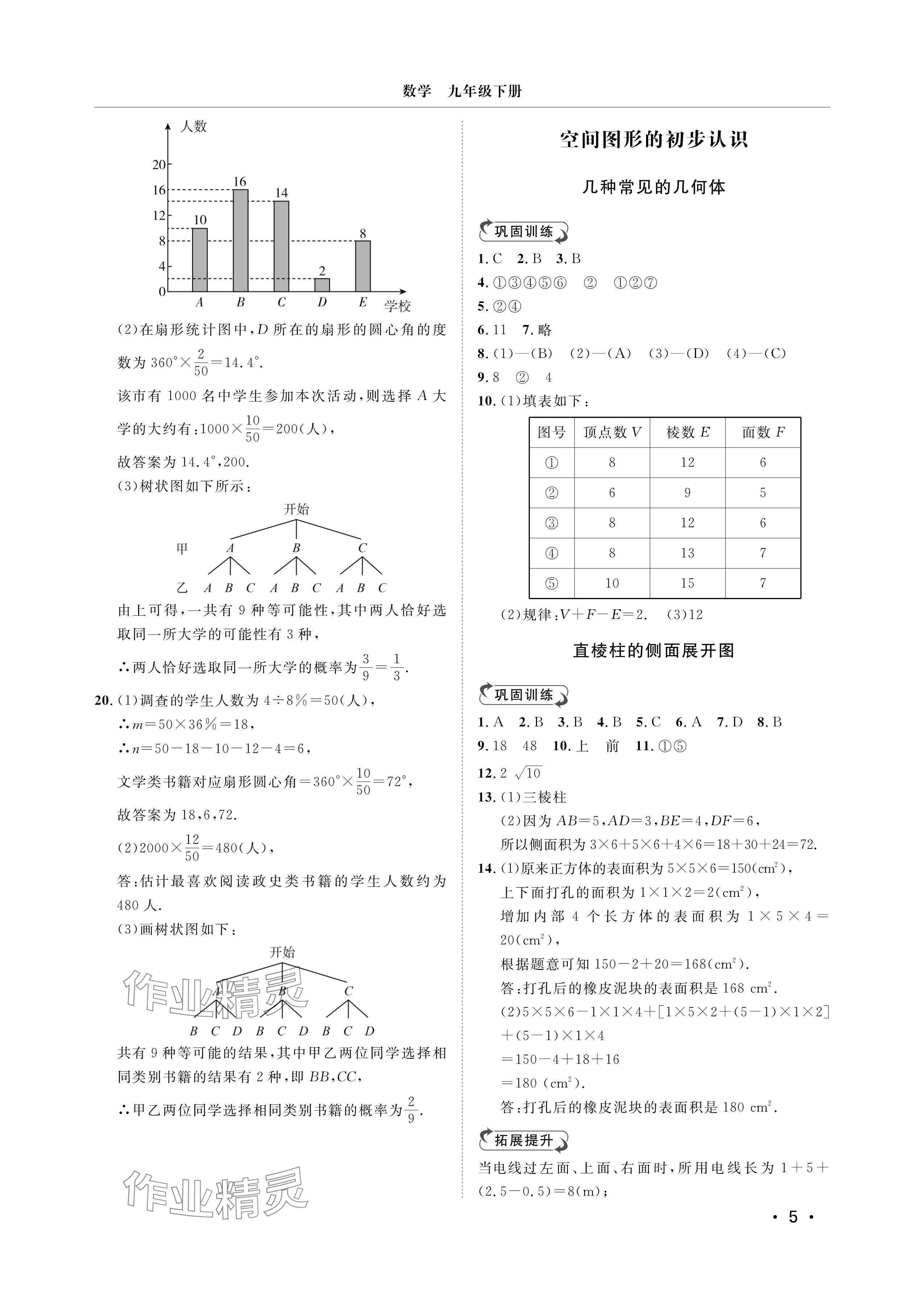 2025年行知天下九年級(jí)數(shù)學(xué)下冊(cè)青島版 參考答案第5頁(yè)