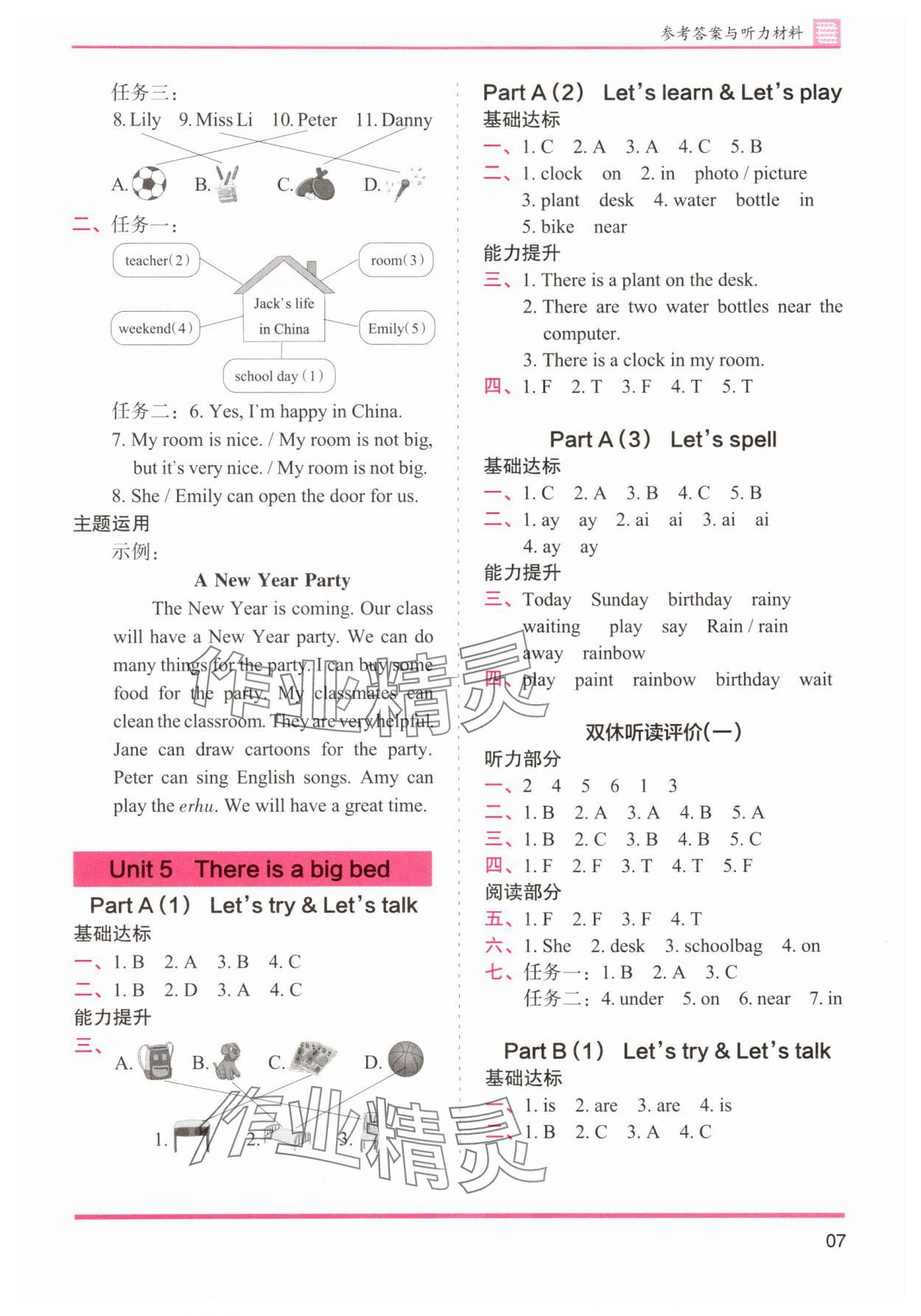 2025年木頭馬分層課課練五年級英語上冊人教版 參考答案第7頁