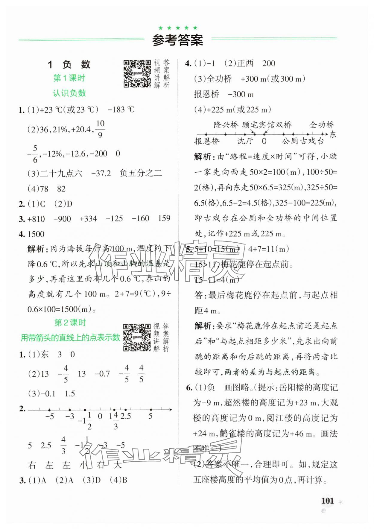 2025年小學(xué)學(xué)霸作業(yè)本六年級數(shù)學(xué)下冊人教版 參考答案第1頁