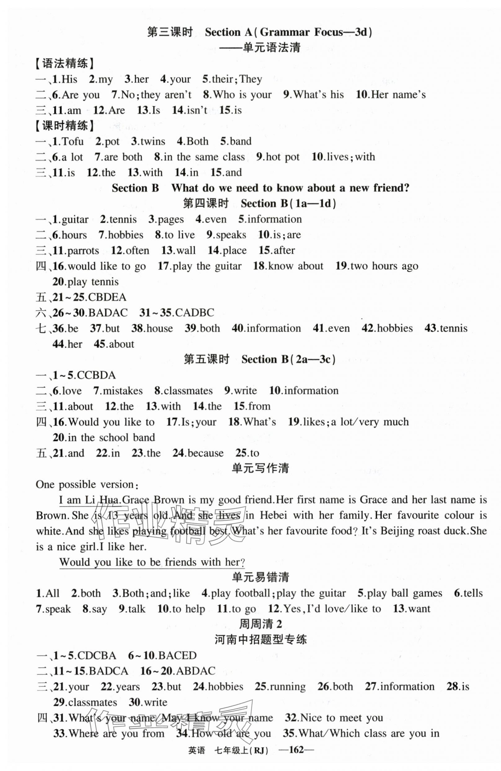 2025年四清导航七年级英语上册人教版河南专版 第4页