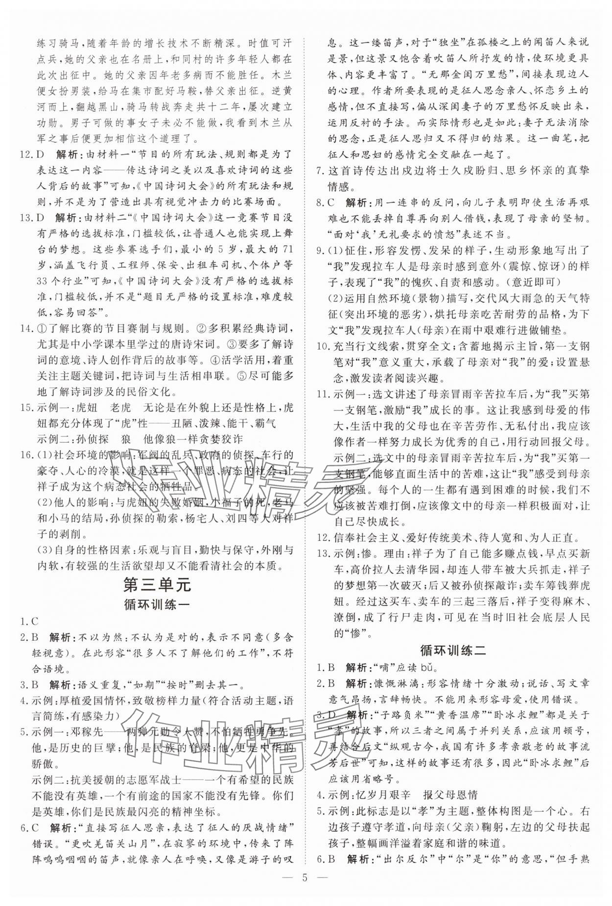 2025年課堂過關(guān)循環(huán)練七年級語文下冊人教版&nbsp;第5頁