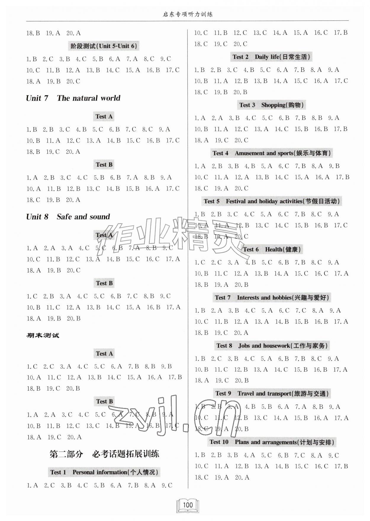 2026年启东专项听力训练八年级英语上册译林版宿迁专版&nbsp;第2页