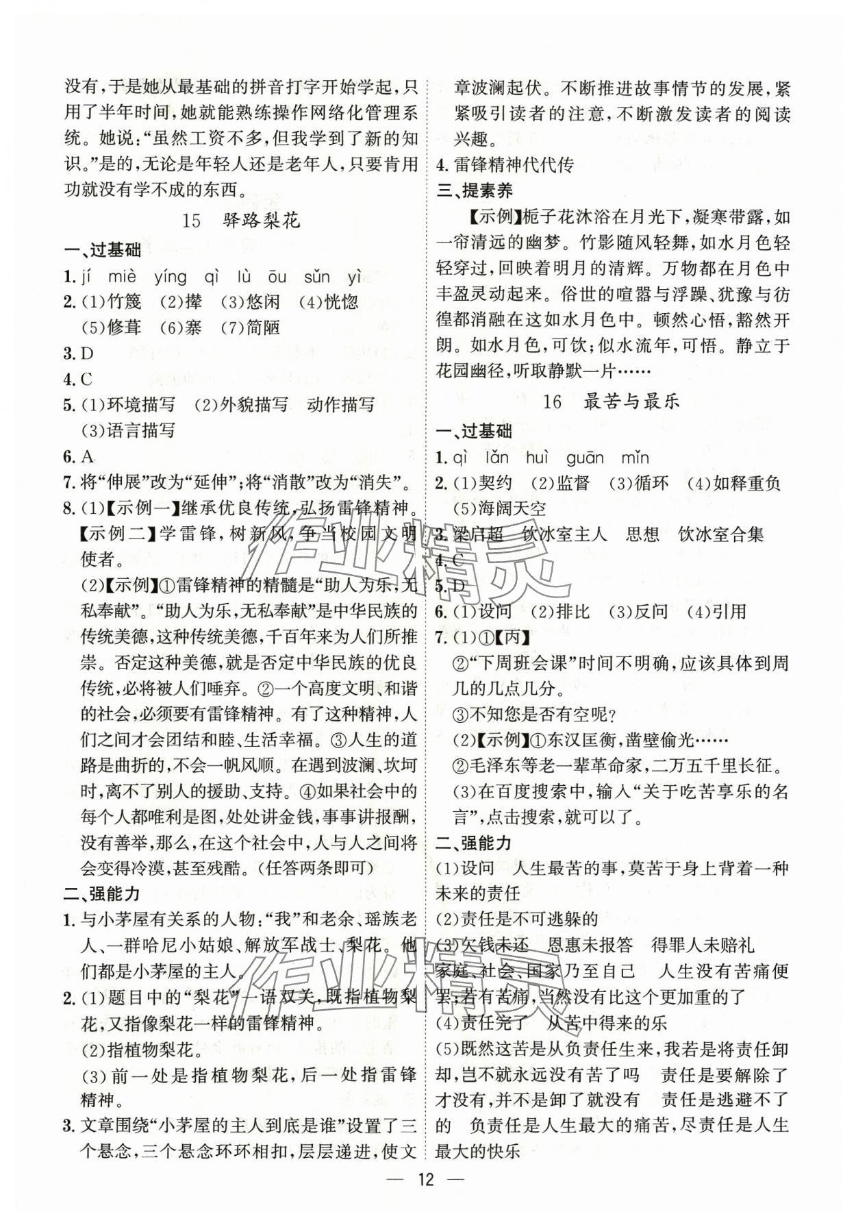 2024年考點(diǎn)專練七年級語文下冊人教版深圳專版 第12頁