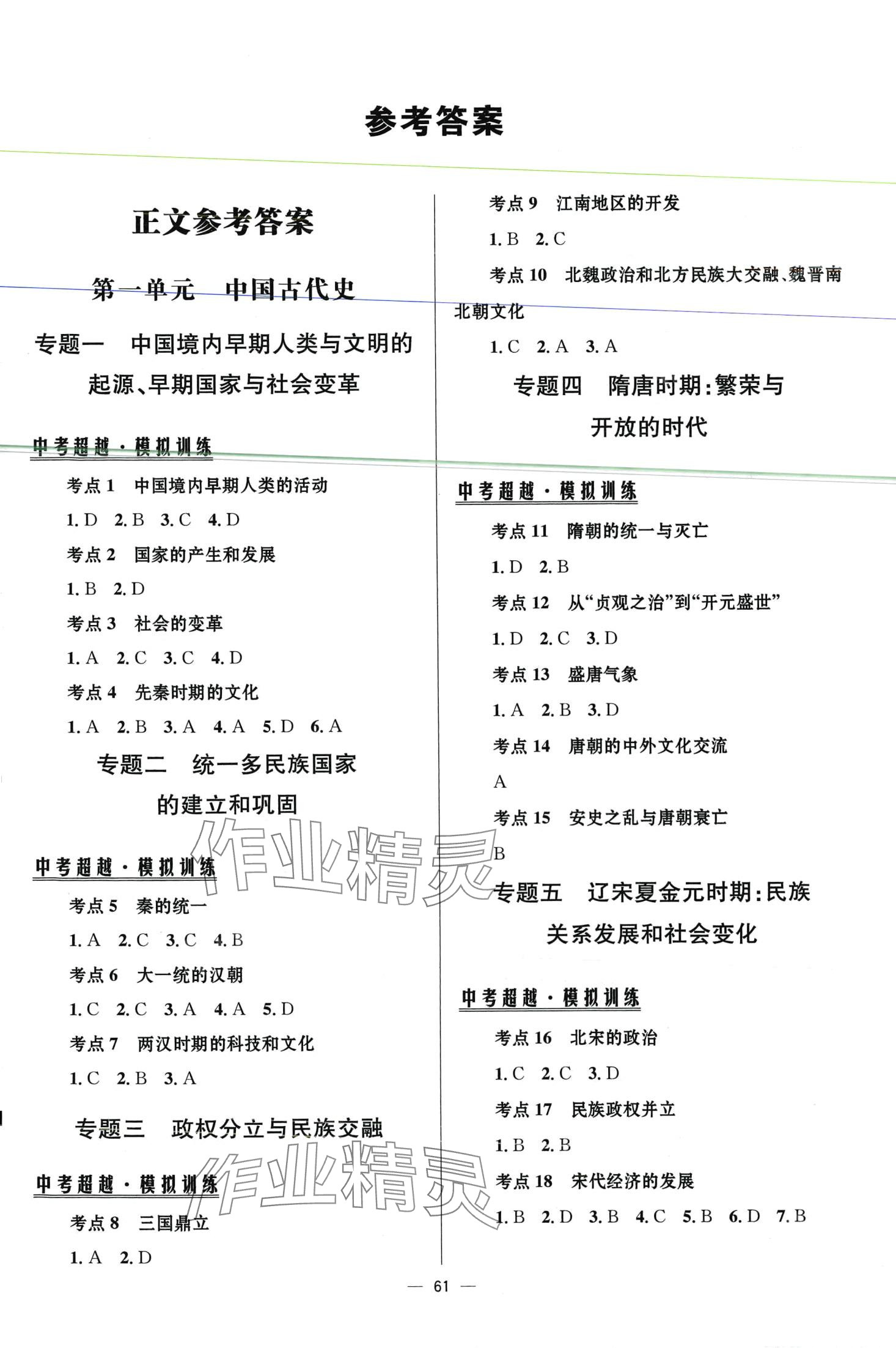 2024年初中總復習手冊北京師范大學出版社歷史中考 第1頁