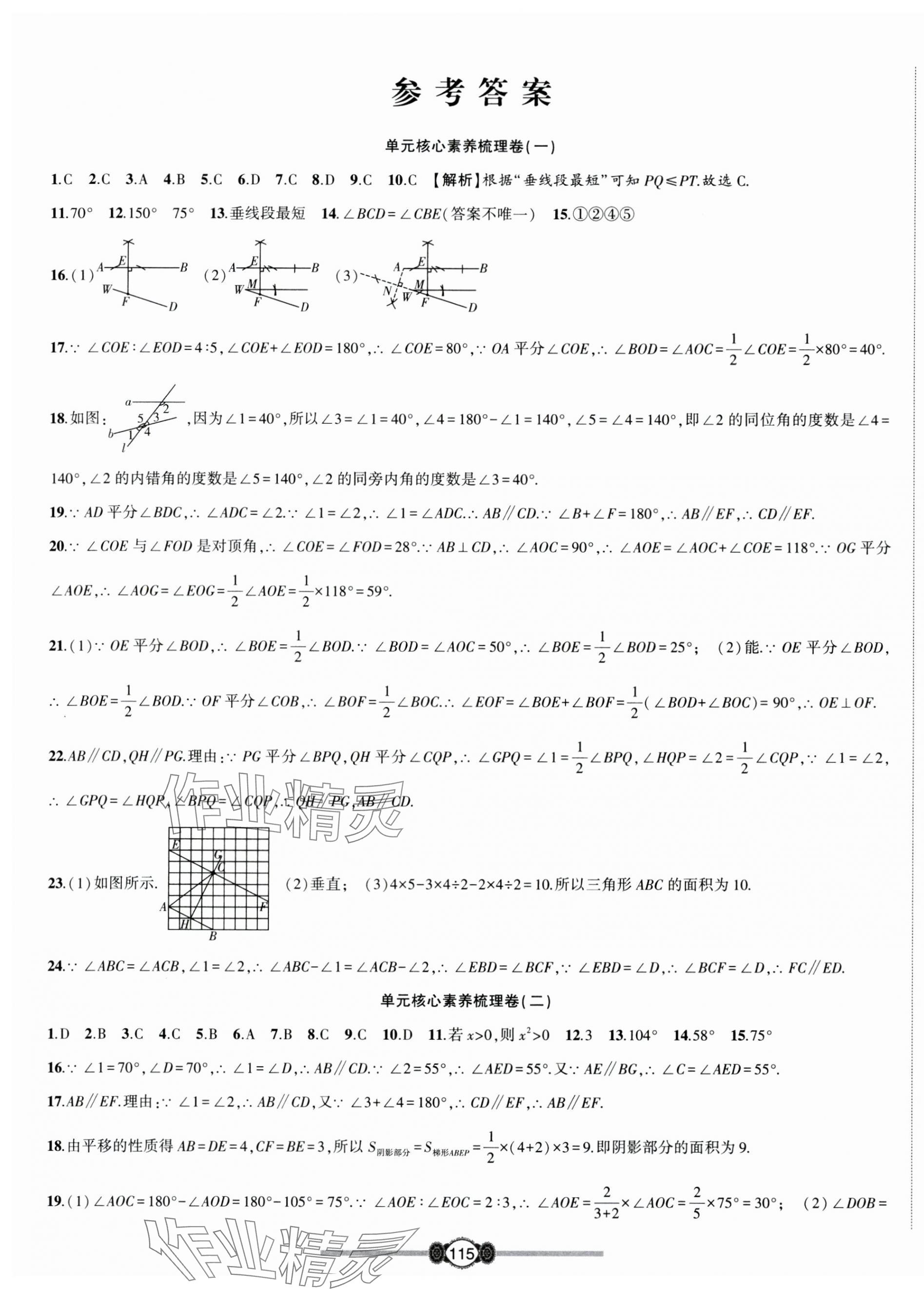 2025年金榜名卷必刷卷七年級數學下冊人教版 參考答案第1頁