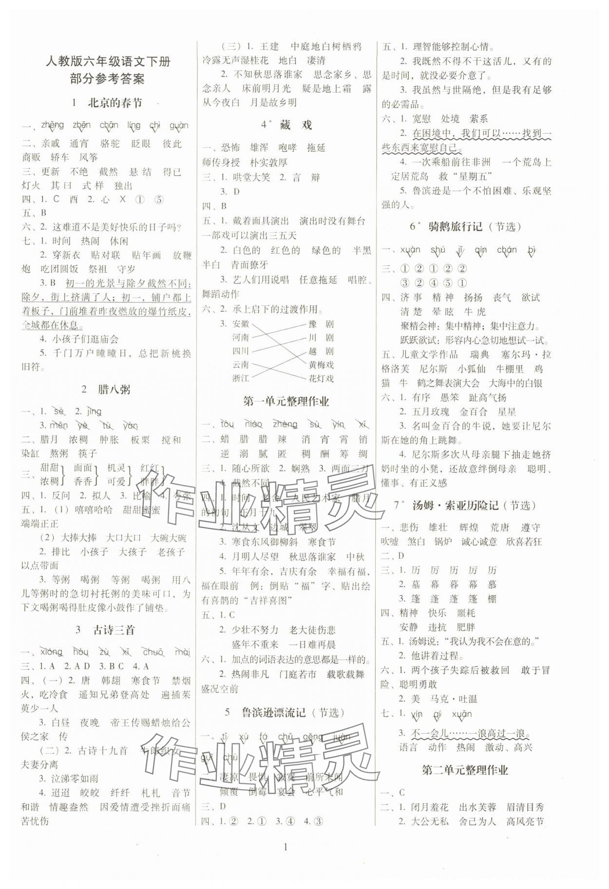 2025年云南師大附小一線名師提優(yōu)作業(yè)六年級(jí)語(yǔ)文下冊(cè)人教版 第1頁(yè)