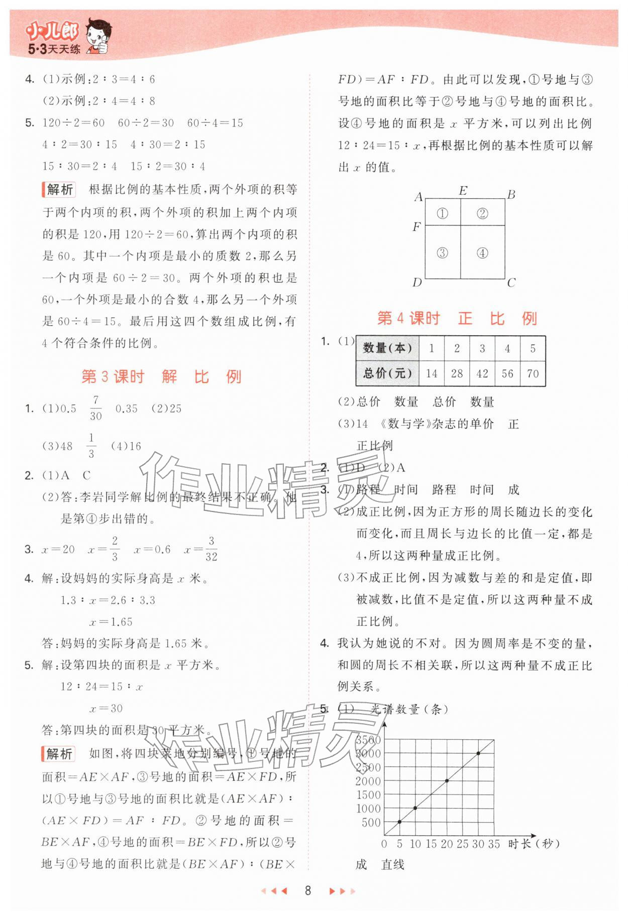 2026年53天天练六年级数学下册青岛版&nbsp;第8页