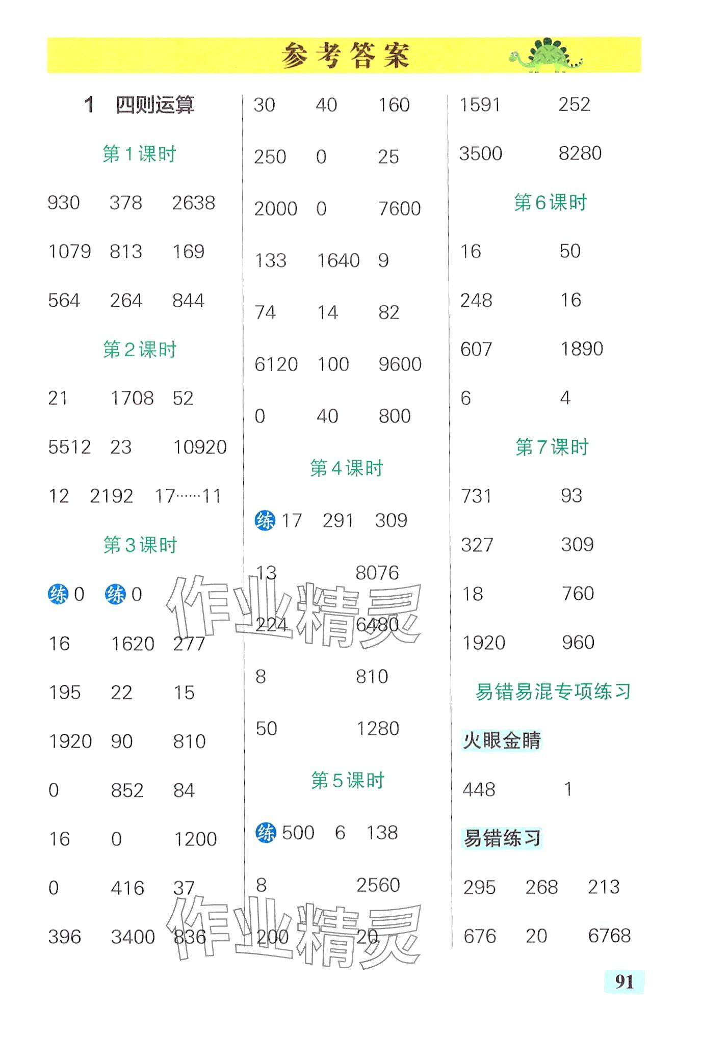 2024年小學(xué)學(xué)霸口算四年級(jí)數(shù)學(xué)下冊(cè)人教版 第1頁(yè)