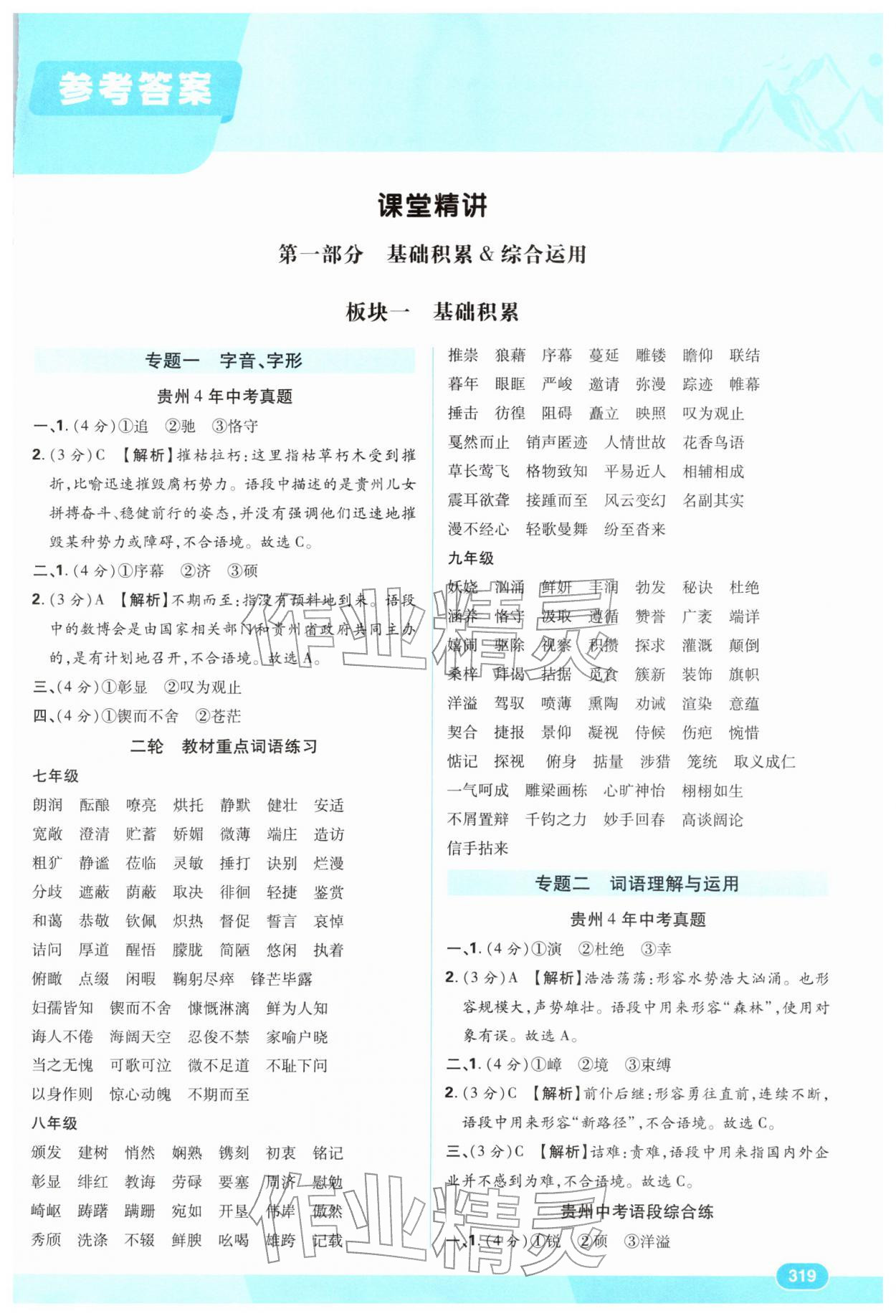 2026年领航新中考语文贵州专版&nbsp;第1页